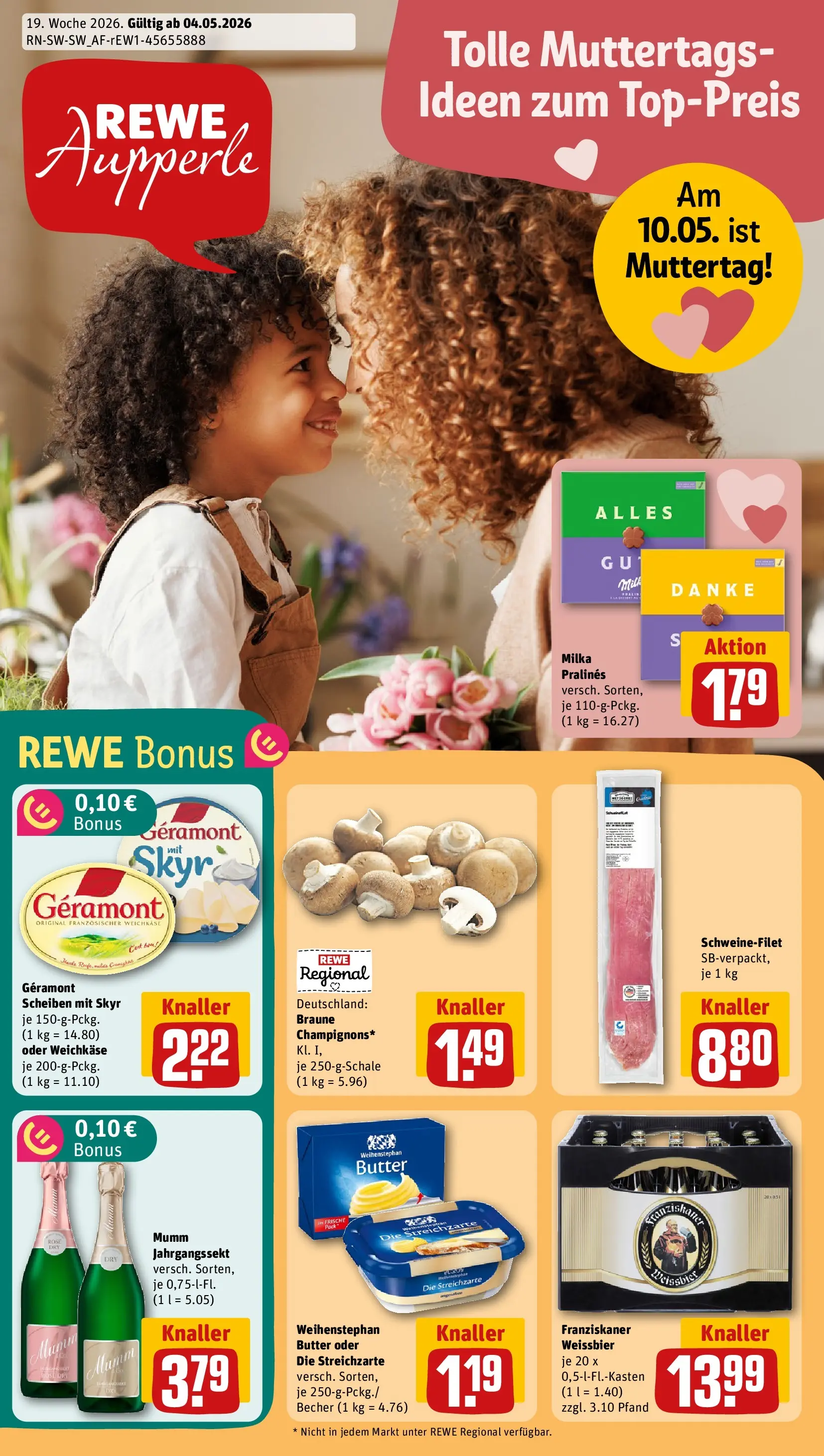 REWE Prospekt ab 04.05.2026 zum Blättern » Angebote | Seite: 1 | Produkte: Franziskaner, Butter, Weihenstephan butter, Skyr
