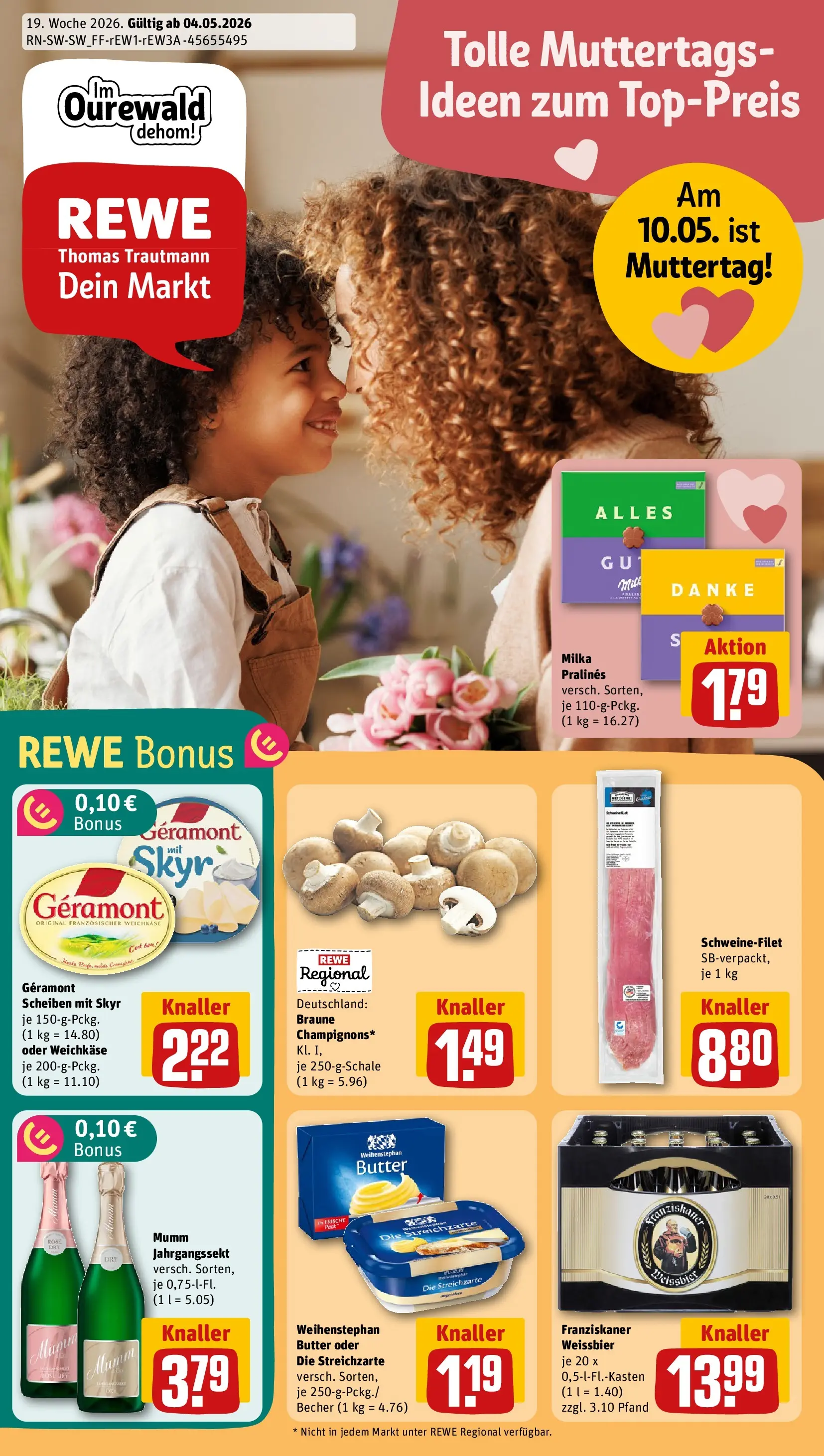REWE Prospekt ab 03.05.2026 zum Blättern » Angebote | Seite: 1 | Produkte: Geramont, Franziskaner, Butter, Skyr