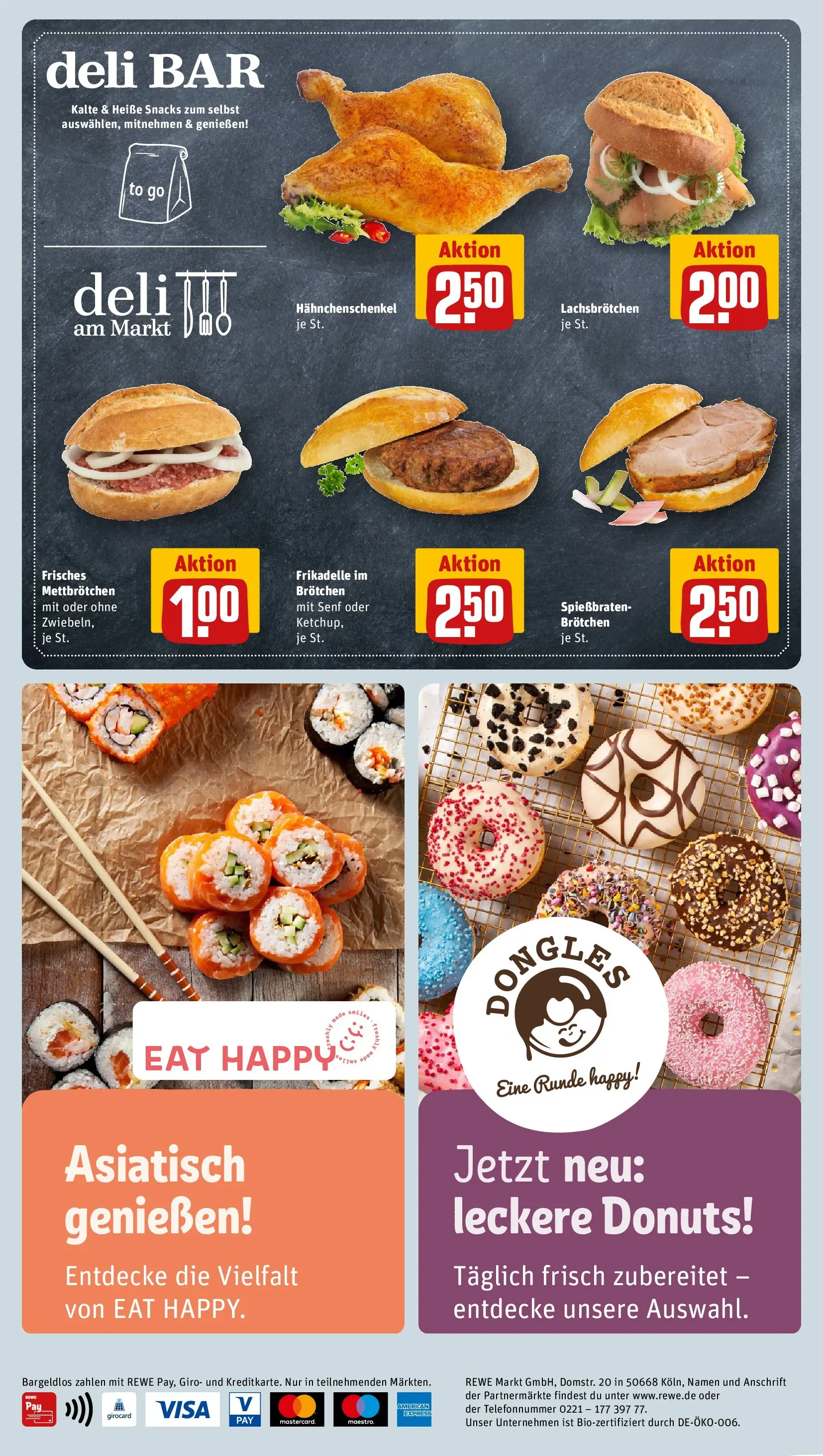 REWE Prospekt ab 04.05.2026 zum Blättern » Angebote | Seite: 4 | Produkte: Hahnchenschenkel, Donuts