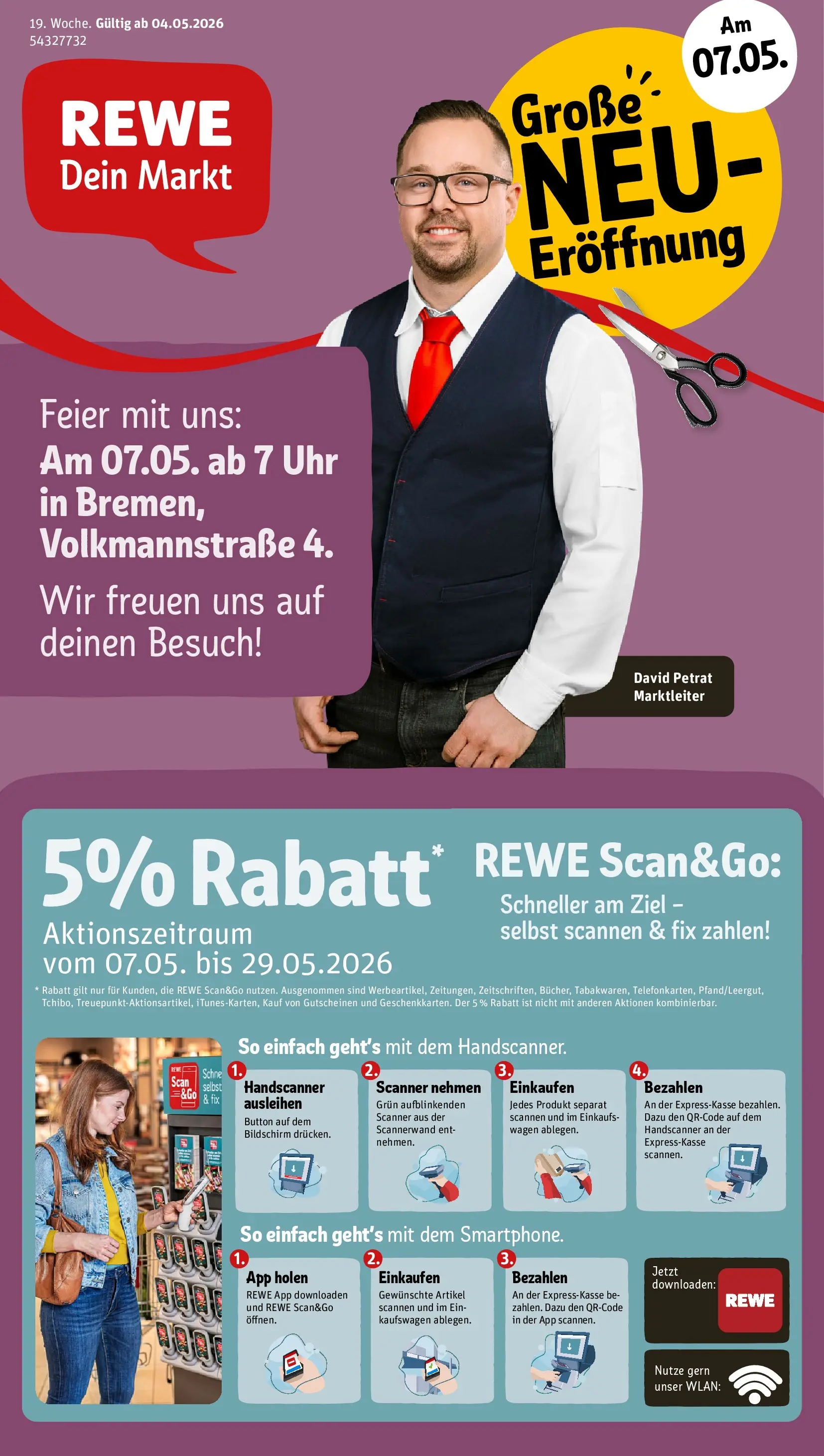 REWE Prospekt ab 04.05.2026 zum Blättern » Angebote | Seite: 1 | Produkte: Bildschirm, Uhr