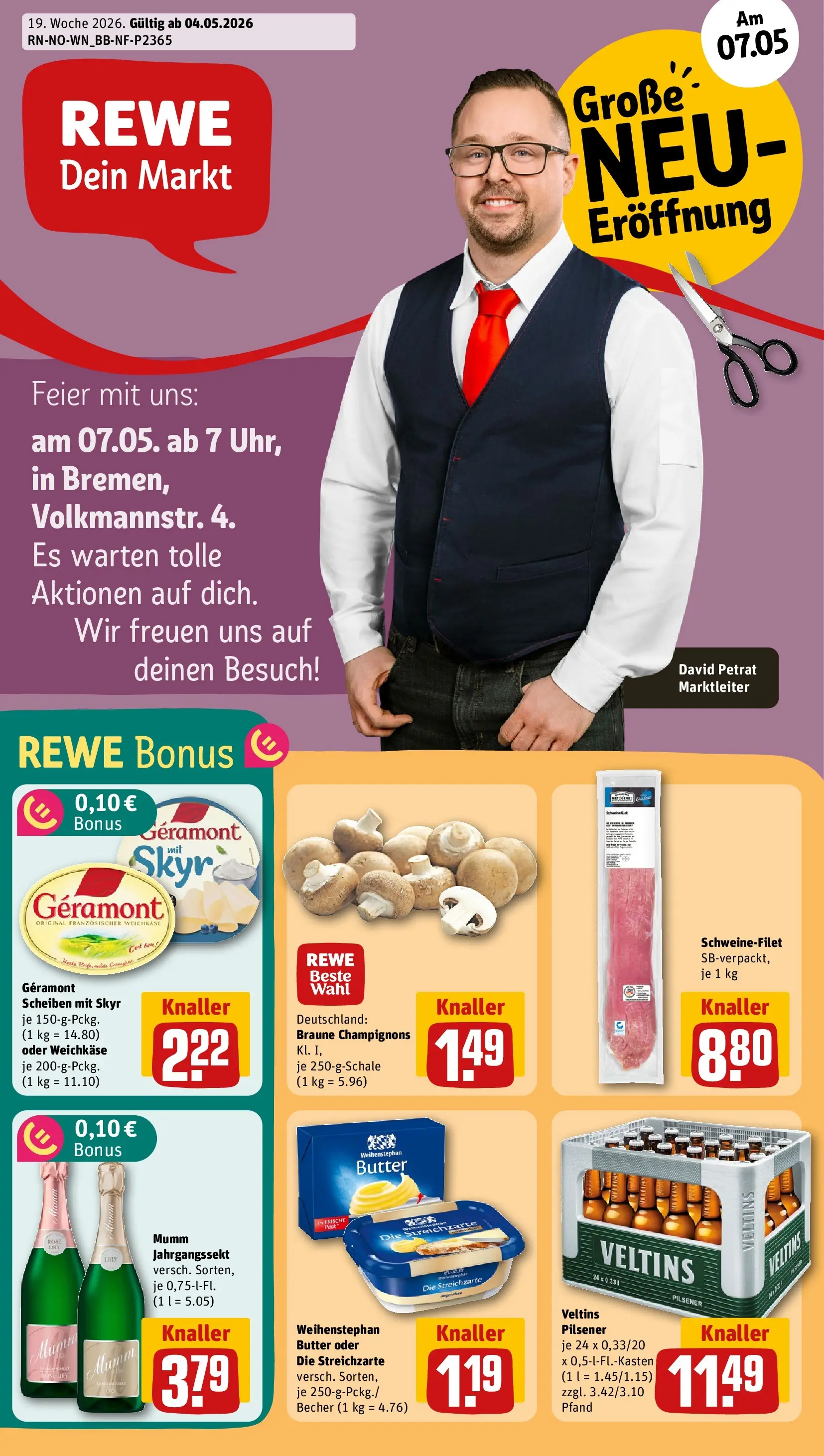 REWE Prospekt ab 04.05.2026 zum Blättern » Angebote | Seite: 5 | Produkte: Geramont, Skyr, Schweinefilet, Champignons