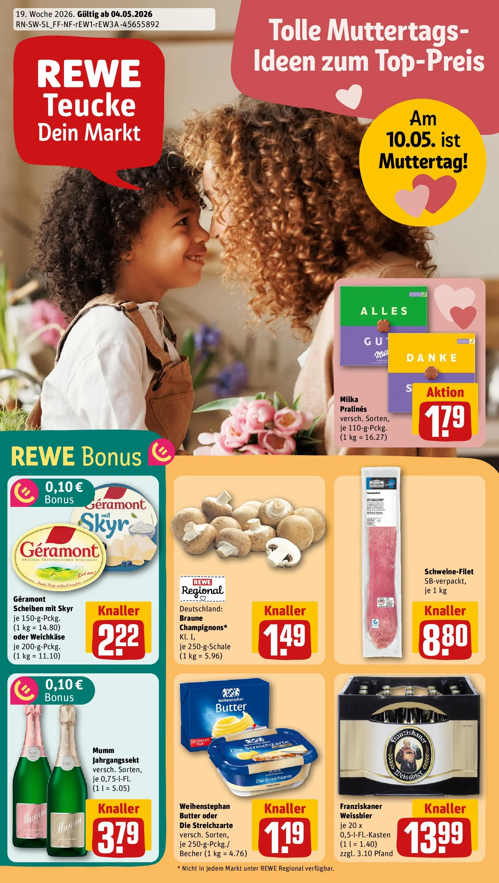 REWE Prospekt ab 03.05.2026 zum Blättern » Angebote | Seite: 1 | Produkte: Geramont, Franziskaner, Milka, Skyr