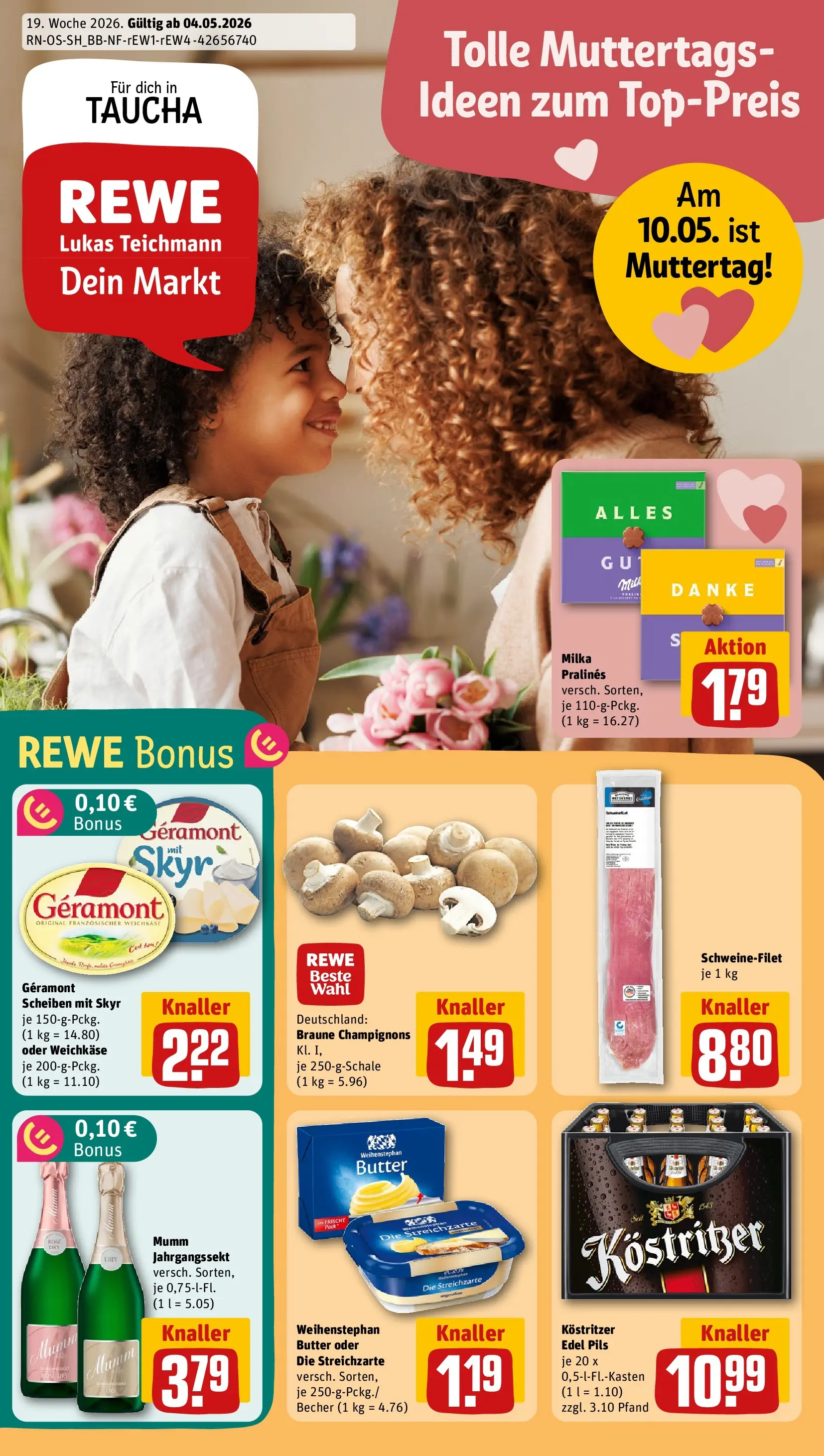 REWE Prospekt ab 04.05.2026 zum Blättern » Angebote | Seite: 5 | Produkte: Geramont, Skyr, Schweinefilet, Champignons