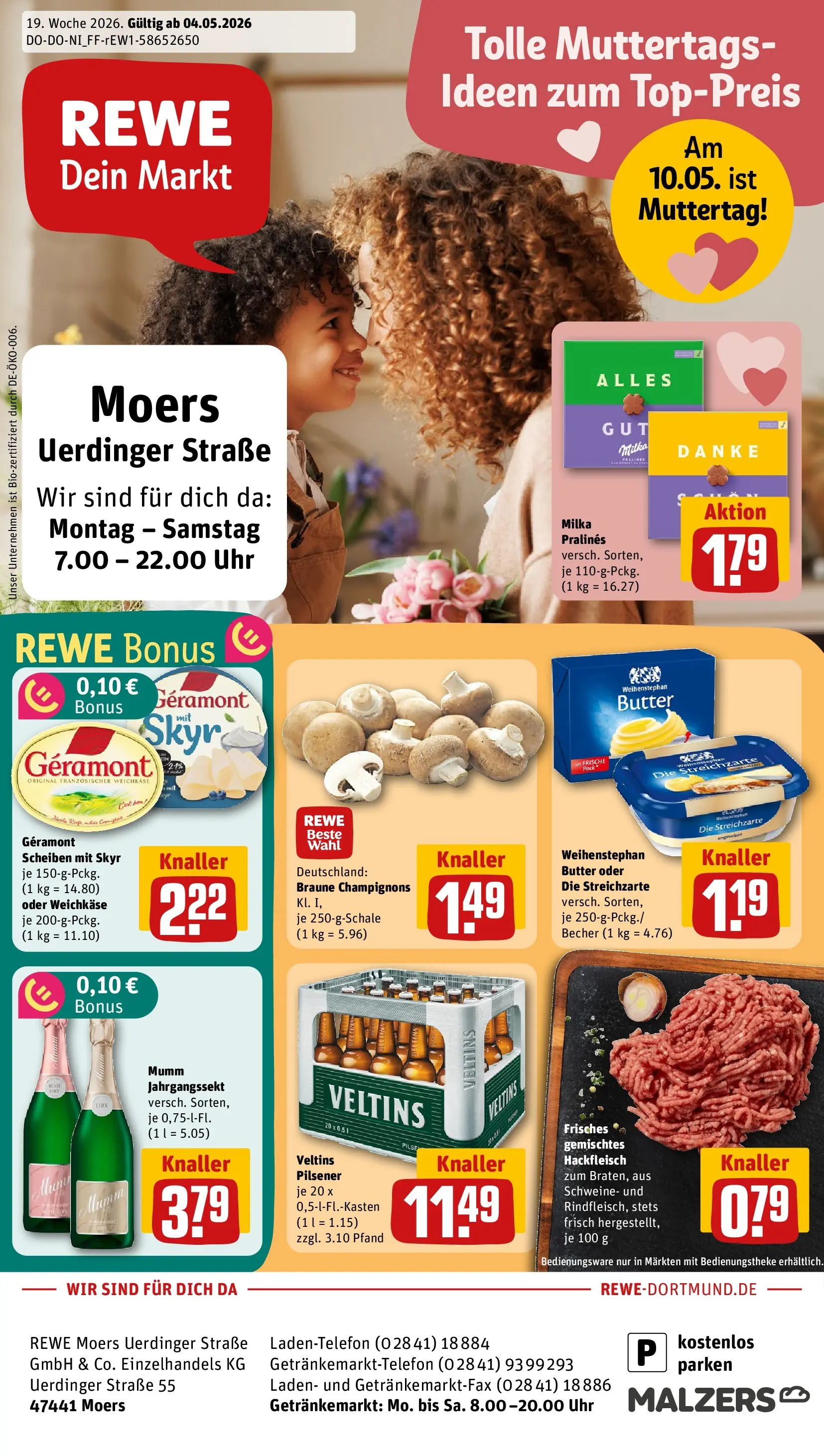 REWE Prospekt ab 04.05.2026 zum Blättern » Angebote | Seite: 1 | Produkte: Butter, Milka, Weihenstephan butter, Skyr