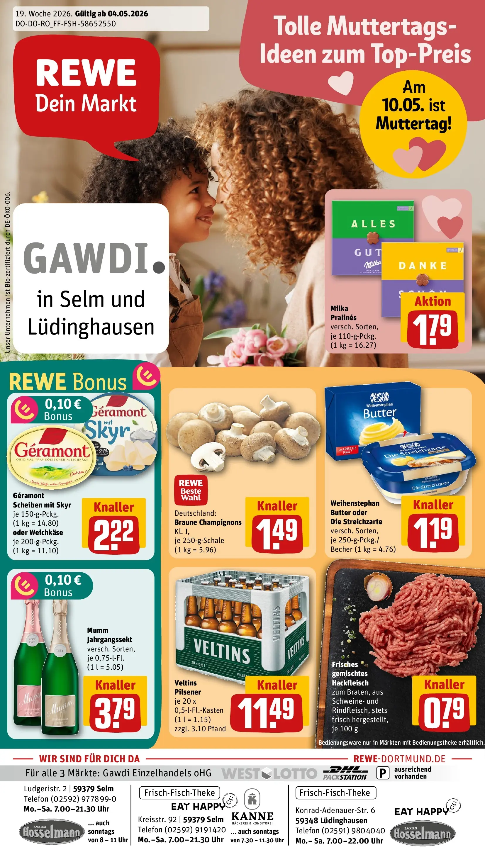 REWE Prospekt ab 04.05.2026 zum Blättern » Angebote | Seite: 1 | Produkte: Butter, Milka, Skyr, Telefon