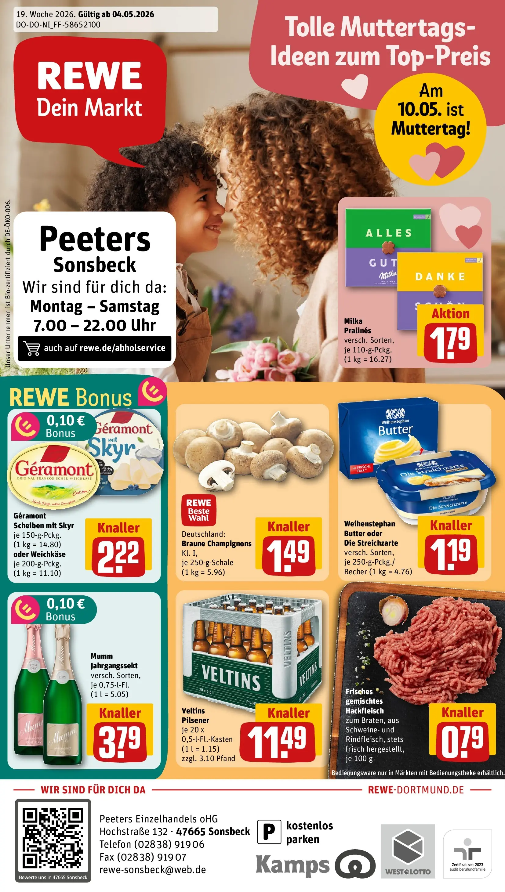 REWE Prospekt ab 04.05.2026 zum Blättern » Angebote | Seite: 1 | Produkte: Butter, Weihenstephan butter, Skyr, Uhr