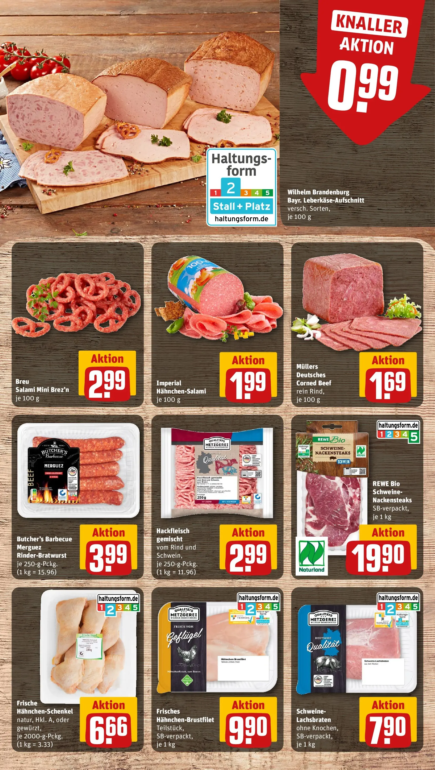 REWE Prospekt ab 04.05.2026 zum Blättern » Angebote | Seite: 12 | Produkte: Nackensteaks, Hahnchen, Salami, Hackfleisch