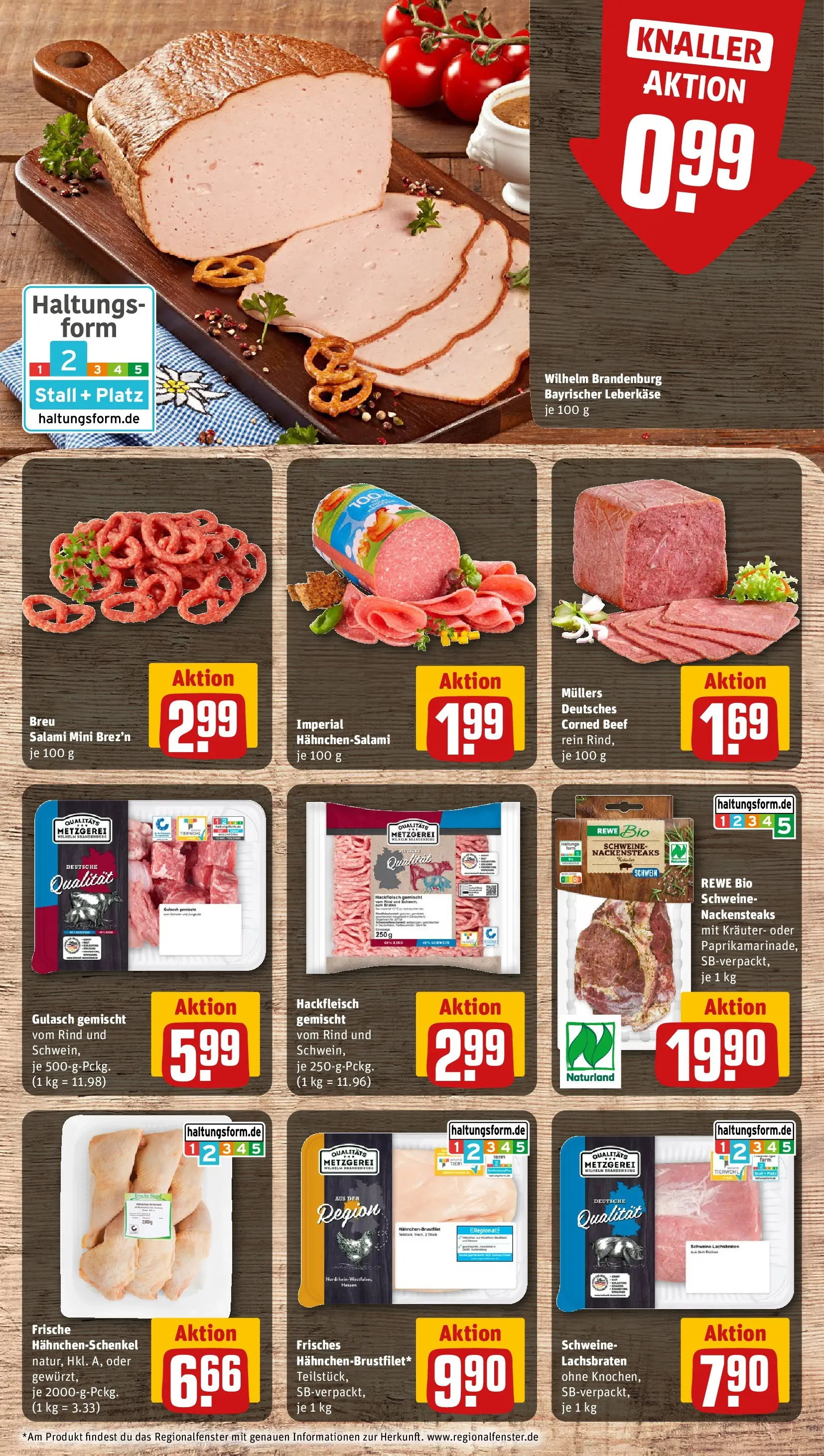 REWE Prospekt ab 04.05.2026 zum Blättern » Angebote | Seite: 12 | Produkte: Nackensteaks, Hahnchenschenkel, Salami, Hackfleisch
