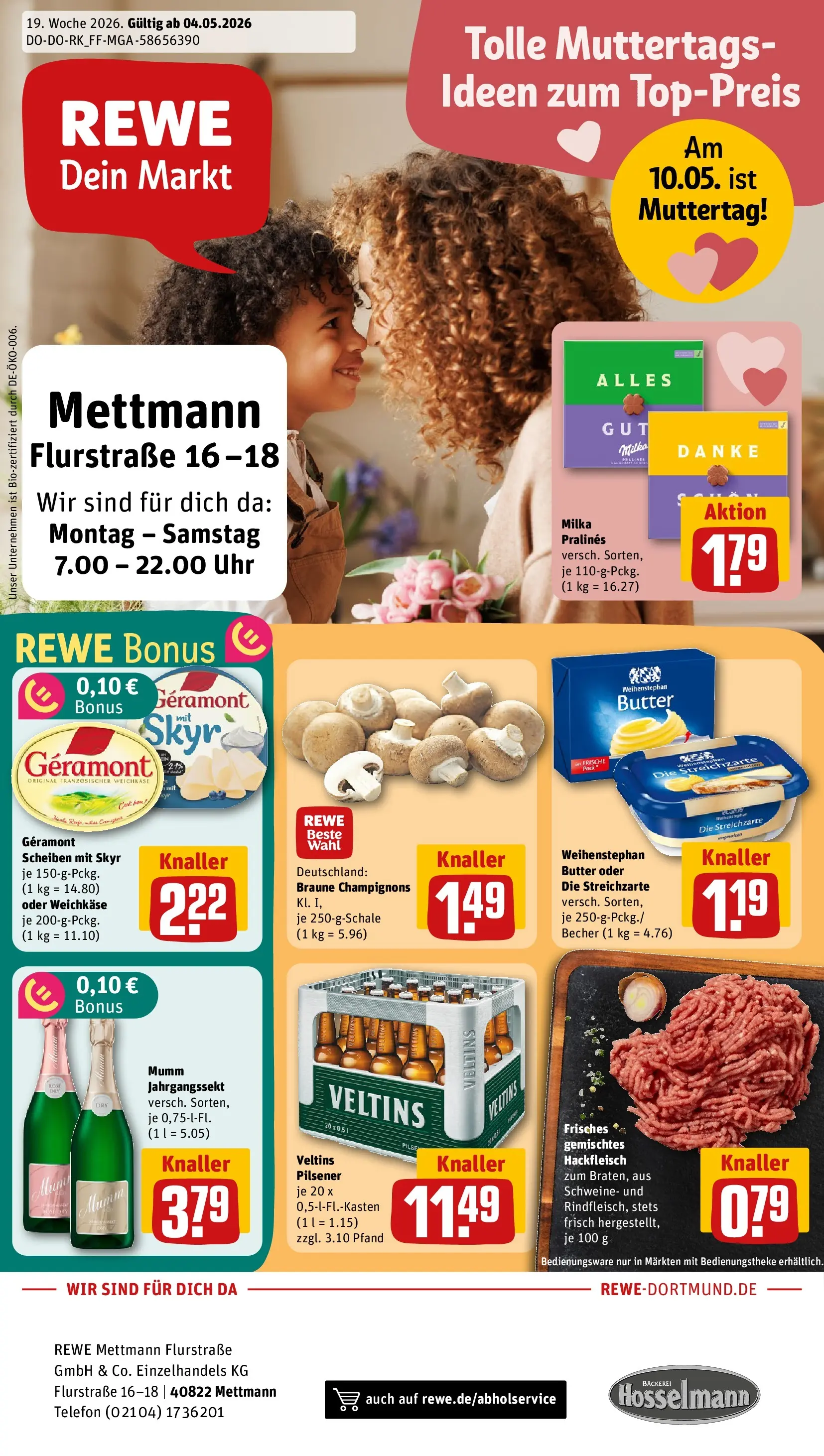 REWE Prospekt ab 04.05.2026 zum Blättern » Angebote | Seite: 1 | Produkte: Butter, Milka, Weihenstephan butter, Veltins