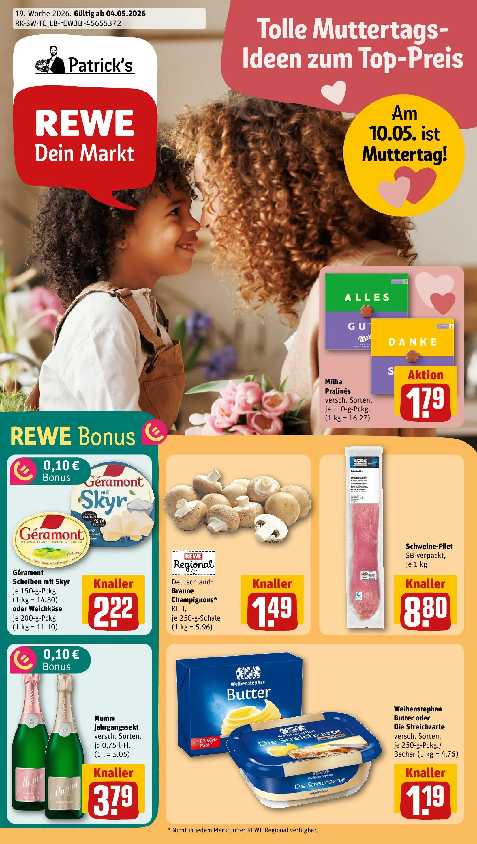REWE Prospekt ab 04.05.2026 zum Blättern » Angebote | Seite: 1 | Produkte: Butter, Weihenstephan butter, Skyr, Schweinefilet