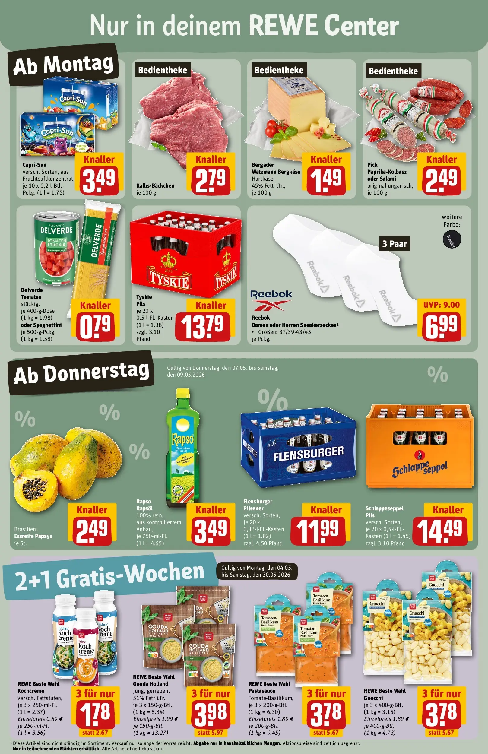 REWE Prospekt ab 04.05.2026 zum Blättern » Angebote | Seite: 5 | Produkte: Tyskie, Rapsöl, Gouda, Tomaten