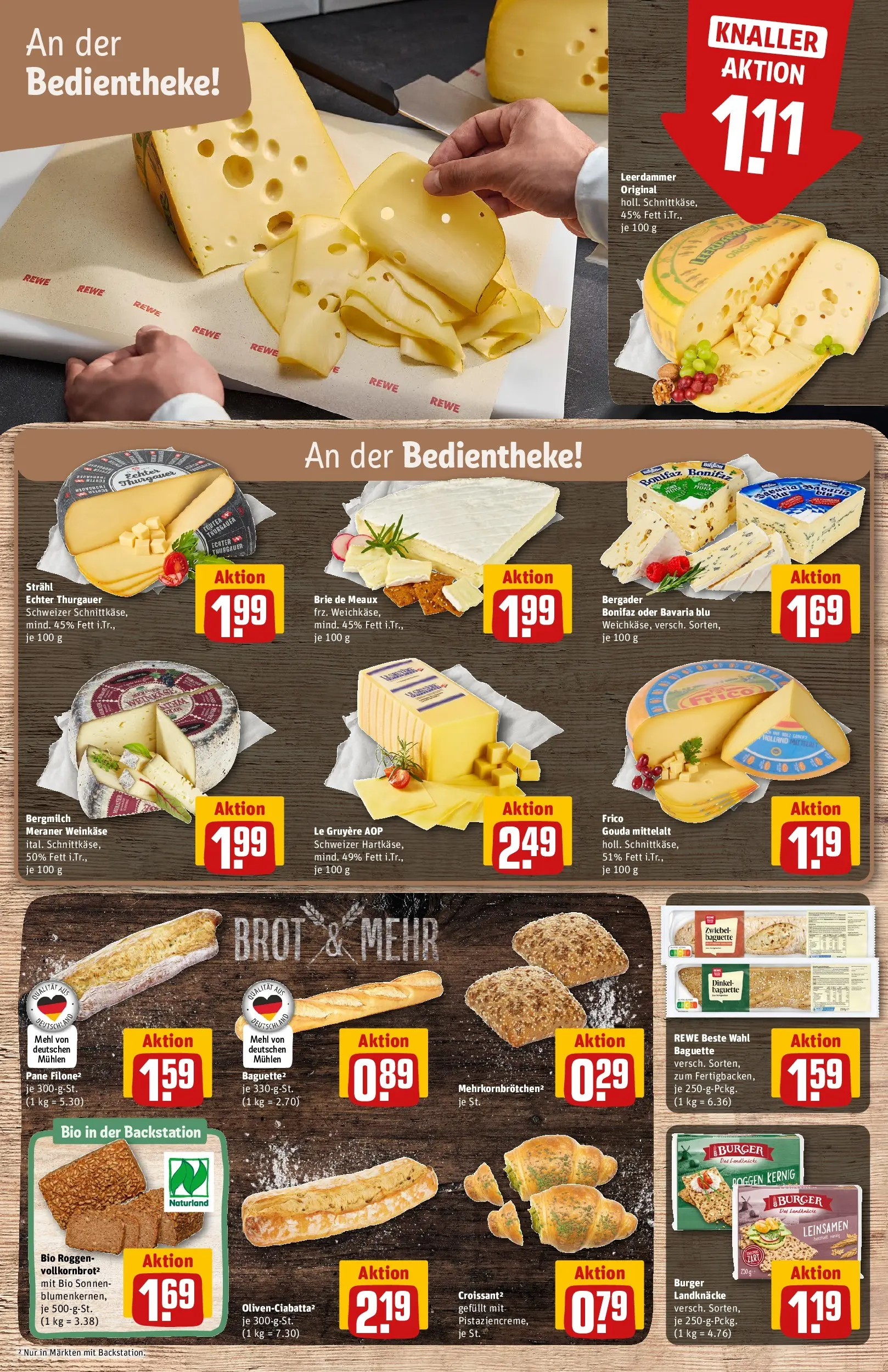 REWE Prospekt ab 04.05.2026 zum Blättern » Angebote | Seite: 15 | Produkte: Mehl, Gouda, Pane, Burger