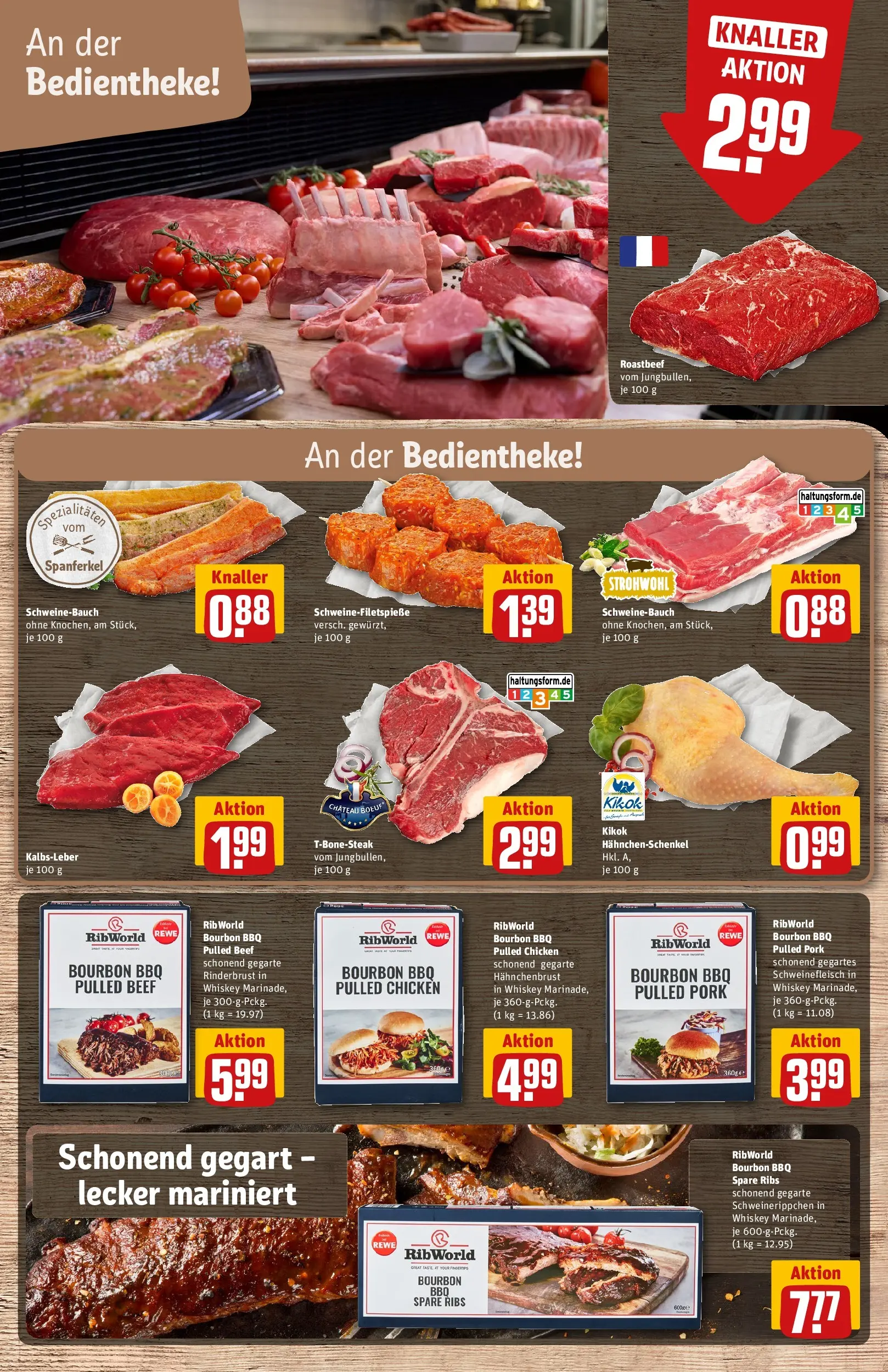 REWE Prospekt ab 04.05.2026 zum Blättern » Angebote | Seite: 12 | Produkte: Schweinebauch, Kalbsleber, Bourbon, Whiskey
