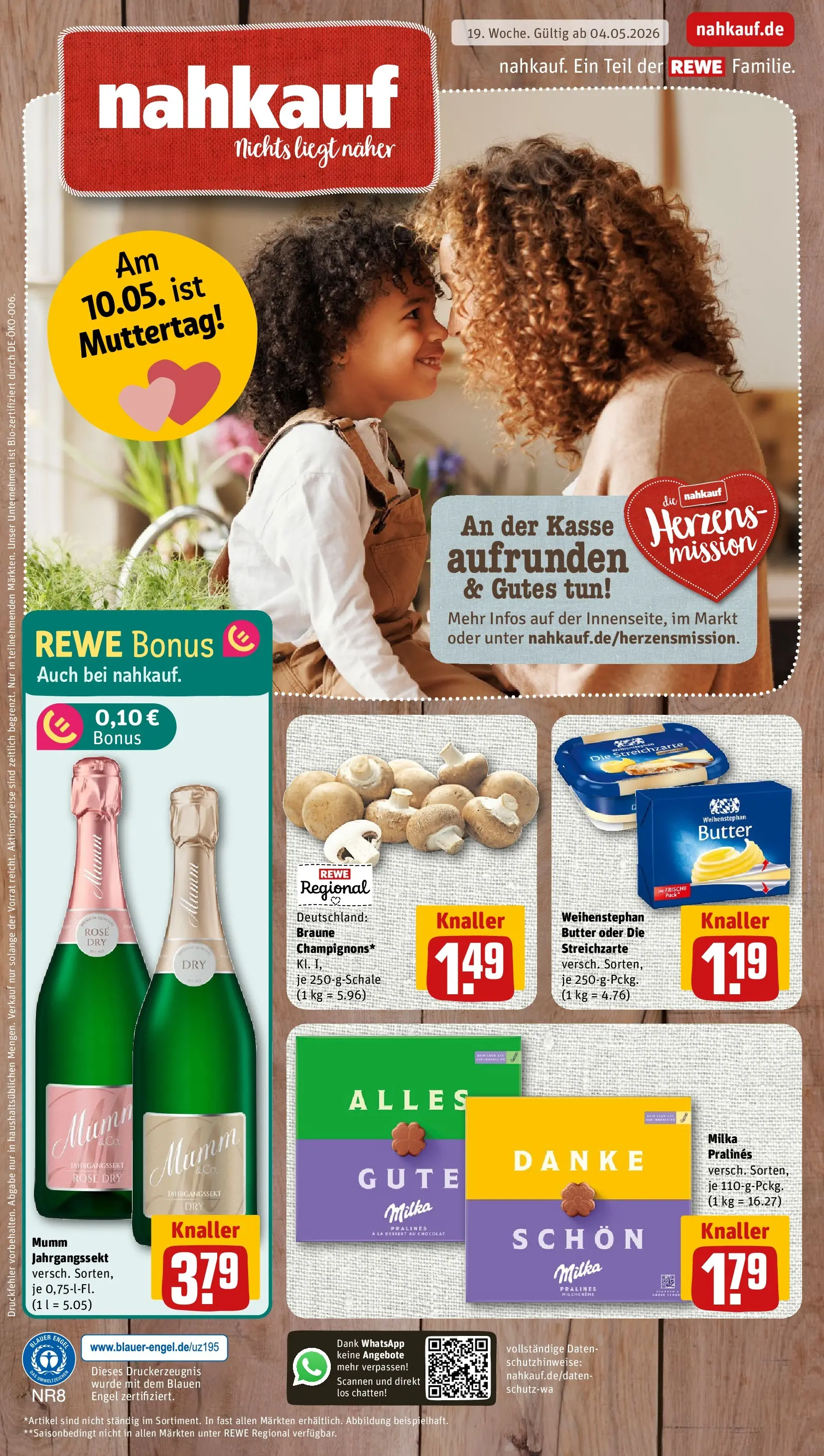 REWE Prospekt ab 04.05.2026 zum Blättern » Angebote | Seite: 1 | Produkte: Butter, Milka, Weihenstephan butter