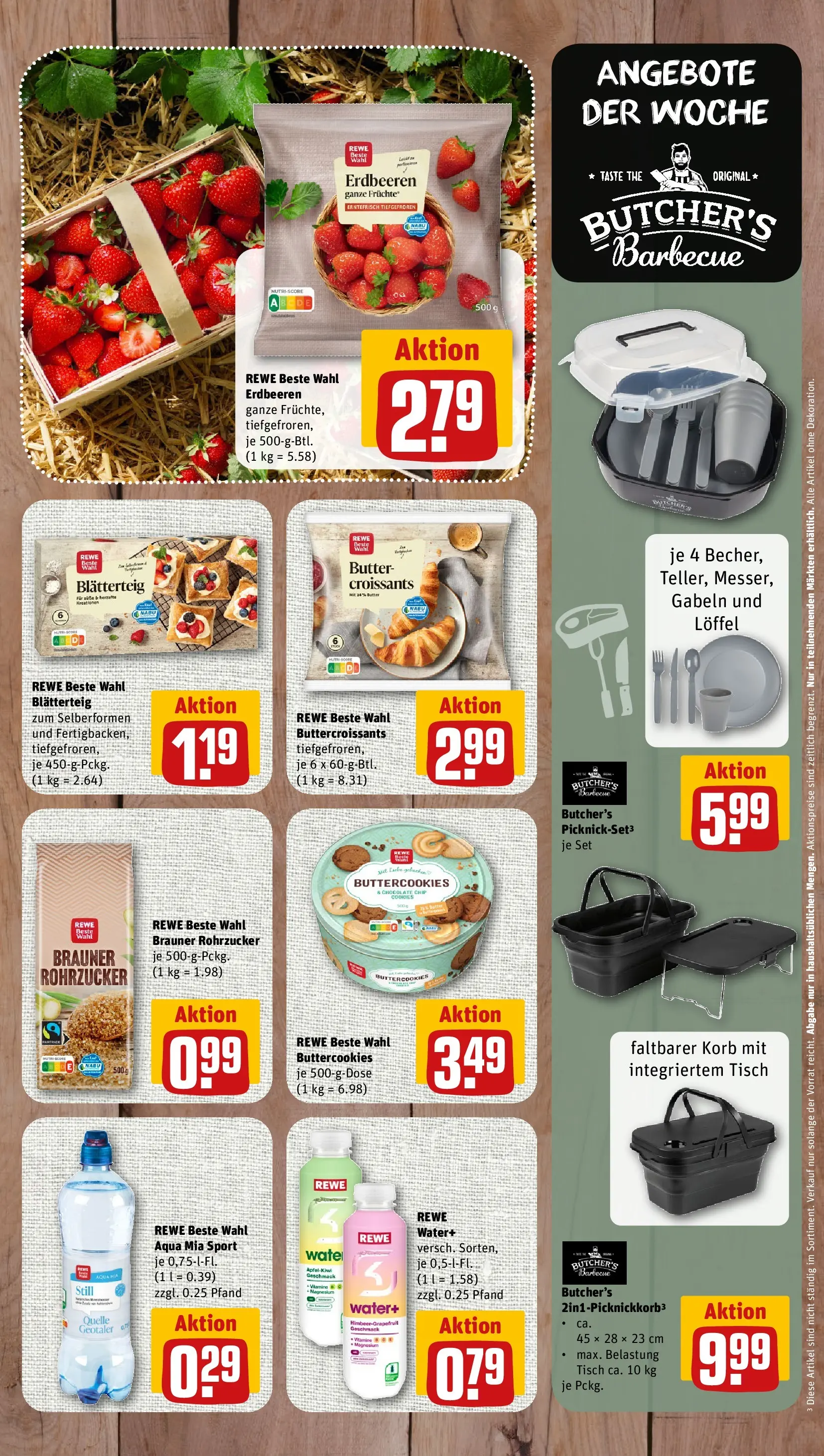 REWE Prospekt ab 04.05.2026 zum Blättern » Angebote | Seite: 7 | Produkte: Butter, Tisch, Korb, Erdbeeren
