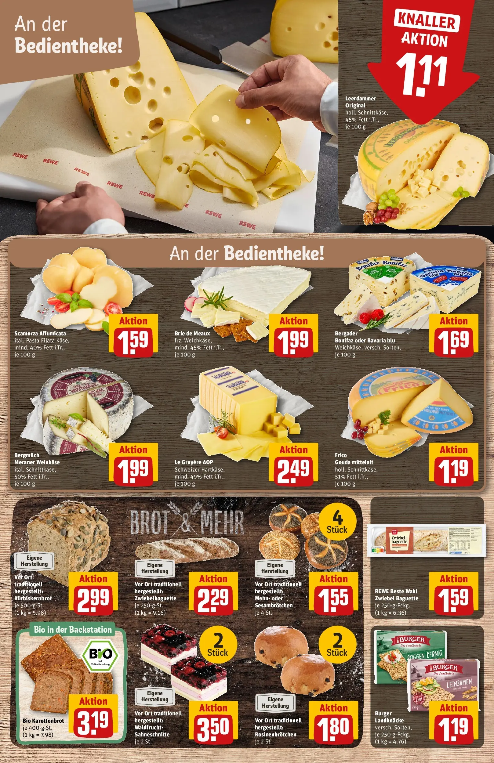 REWE Prospekt ab 04.05.2026 zum Blättern » Angebote | Seite: 15 | Produkte: Gouda, Burger, Baguette, Brot