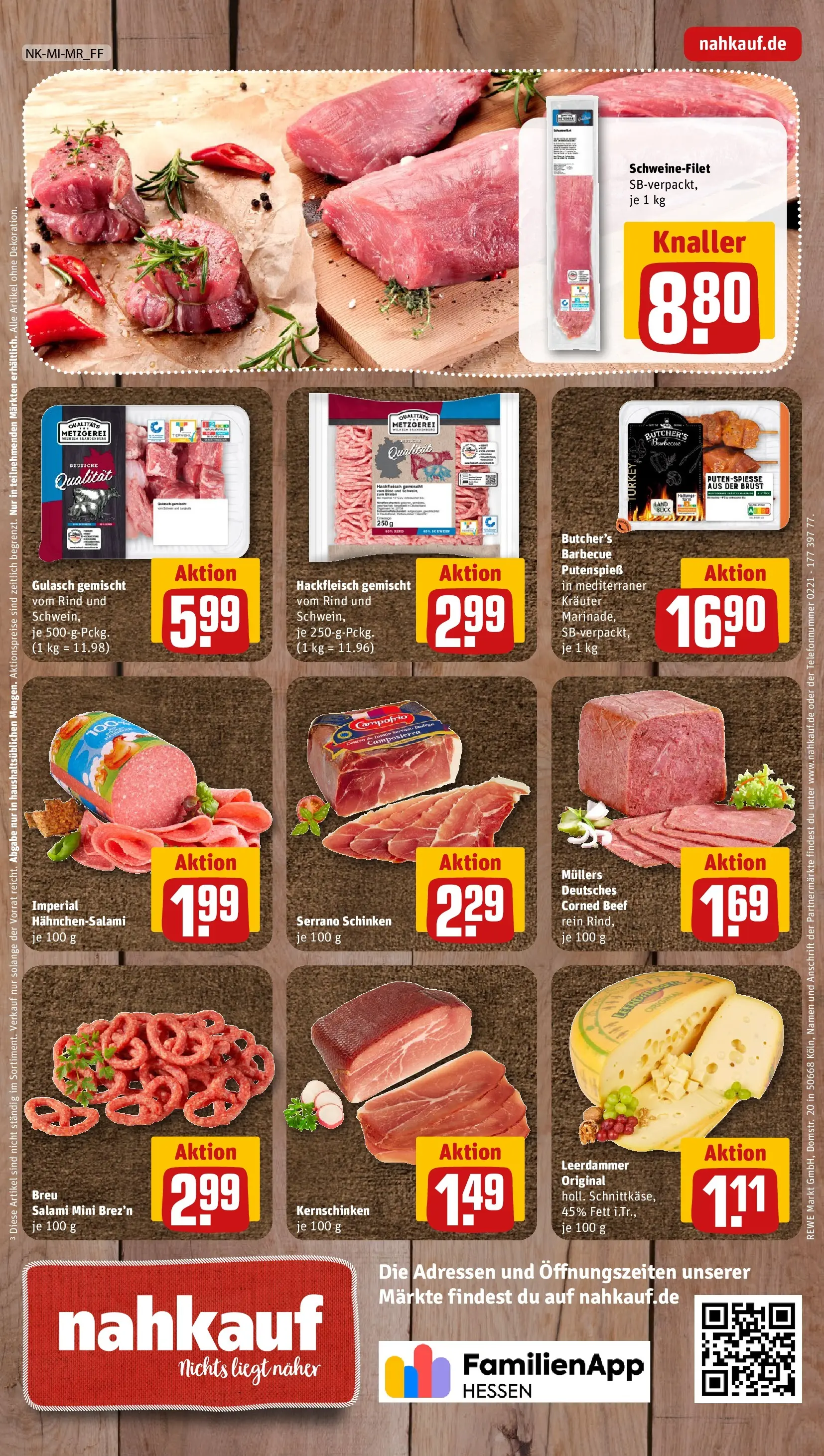 REWE Prospekt ab 04.05.2026 zum Blättern » Angebote | Seite: 8 | Produkte: Leerdammer, Schweinefilet, Gulasch, Schinken