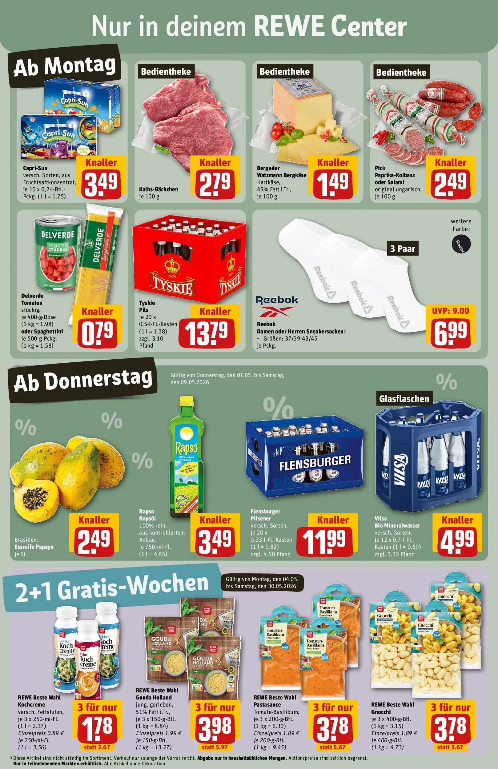 REWE Prospekt ab 04.05.2026 zum Blättern » Angebote | Seite: 5 | Produkte: Tyskie, Tomaten, Flensburger, Rapso rapsol