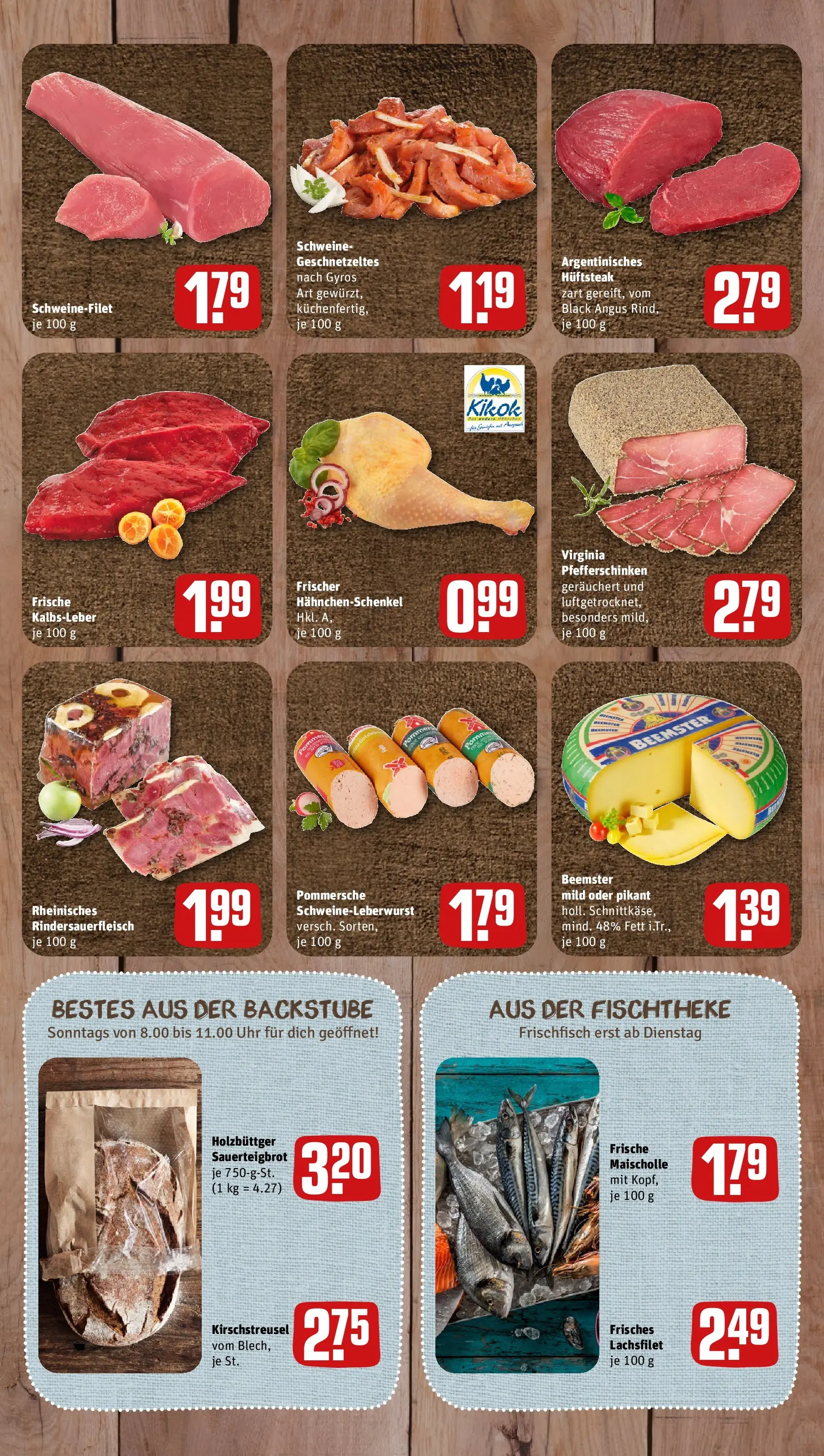 REWE Prospekt ab 04.05.2026 zum Blättern » Angebote | Seite: 7 | Produkte: Kalbsleber, Schweinefilet, Steak, Uhr