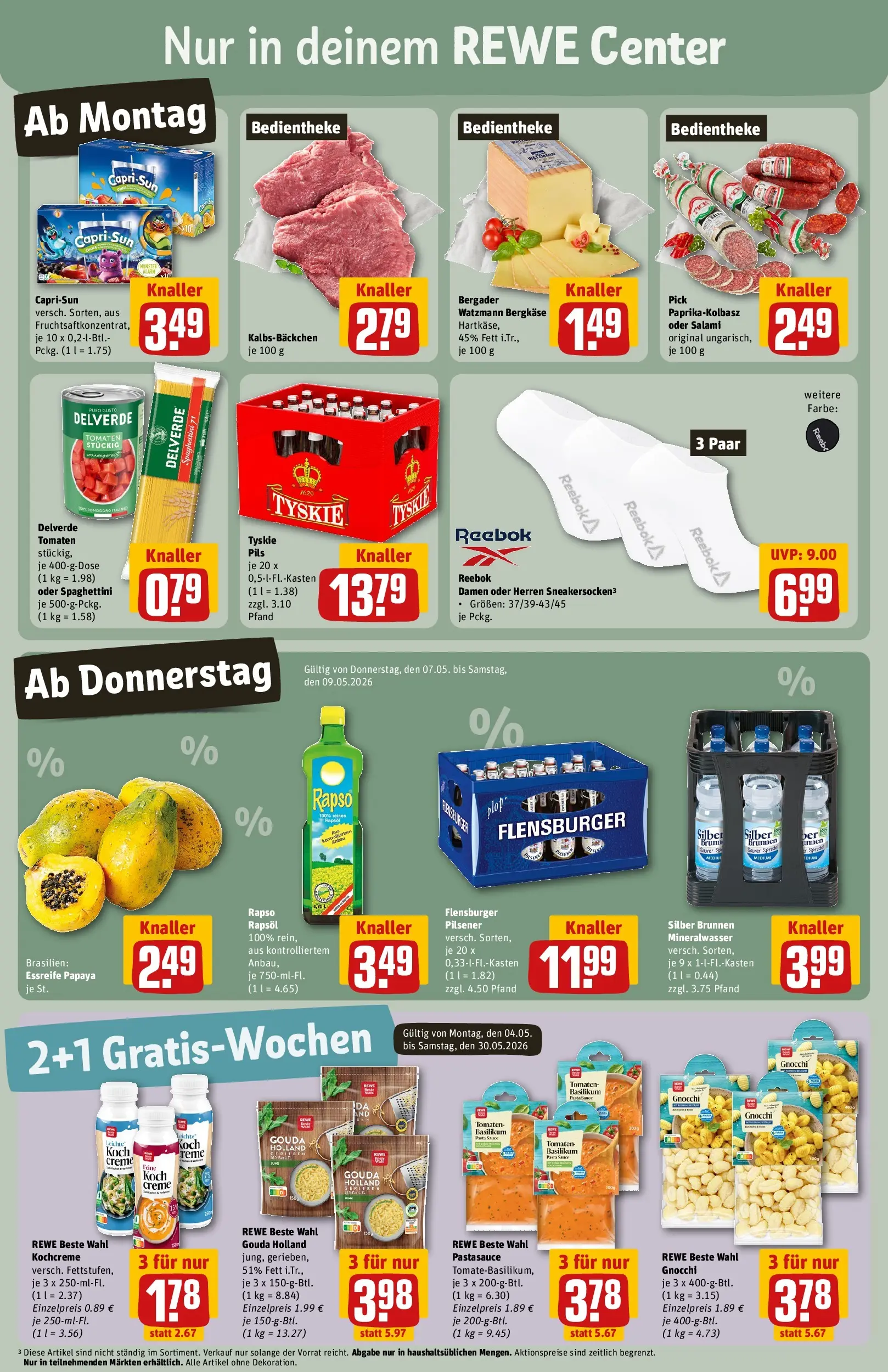 REWE Prospekt ab 04.05.2026 zum Blättern » Angebote | Seite: 5 | Produkte: Tyskie, Capri sun, Pils, Pasta