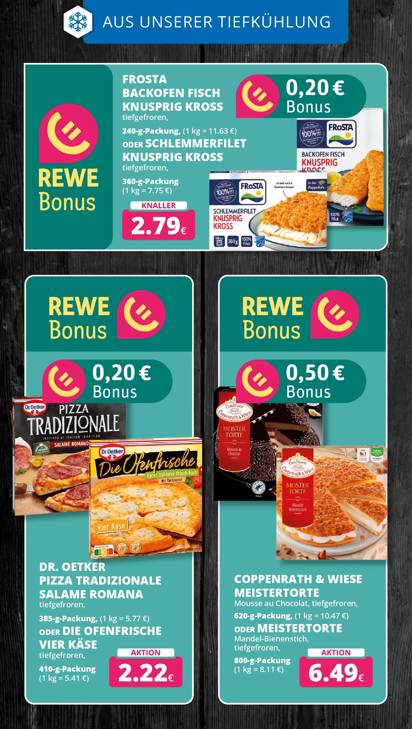 REWE Prospekt ab 04.05.2026 zum Blättern » Angebote | Seite: 16 | Produkte: Käse, Frosta, Fisch, Backofen