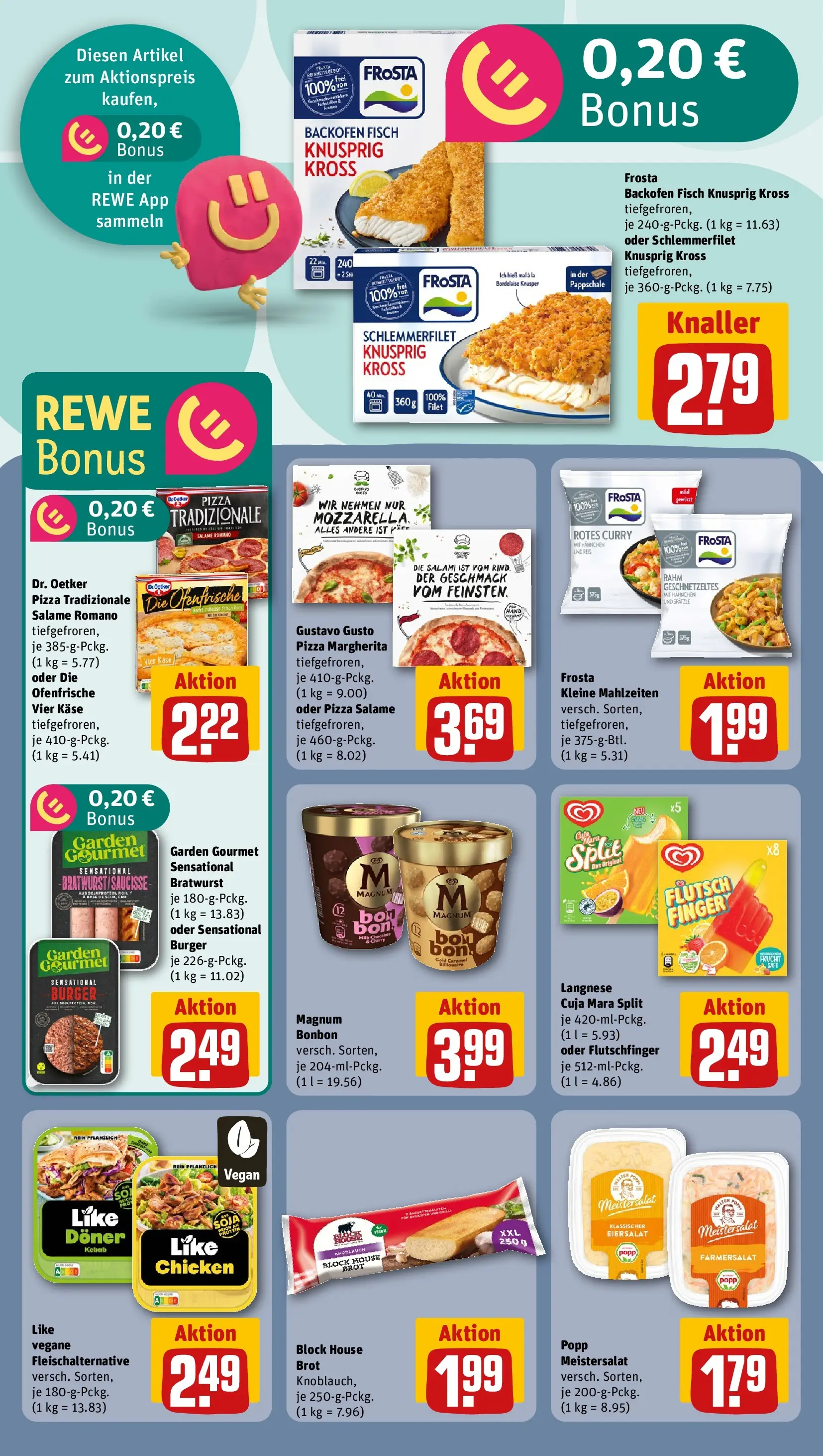 REWE Prospekt ab 04.05.2026 zum Blättern » Angebote | Seite: 14 | Produkte: Gustavo gusto, Mozzarella, Burger, Fisch
