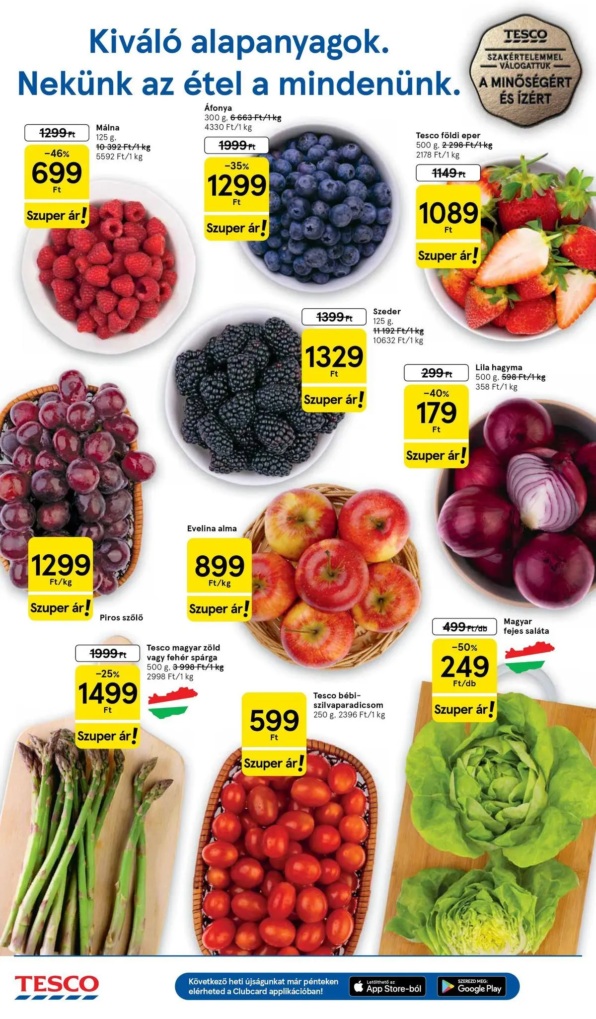 Tesco akciós újság - 2026.04.29.-tól - online | Oldal: 2 | Termékek: Áfonya, Málna, Szeder, Saláta