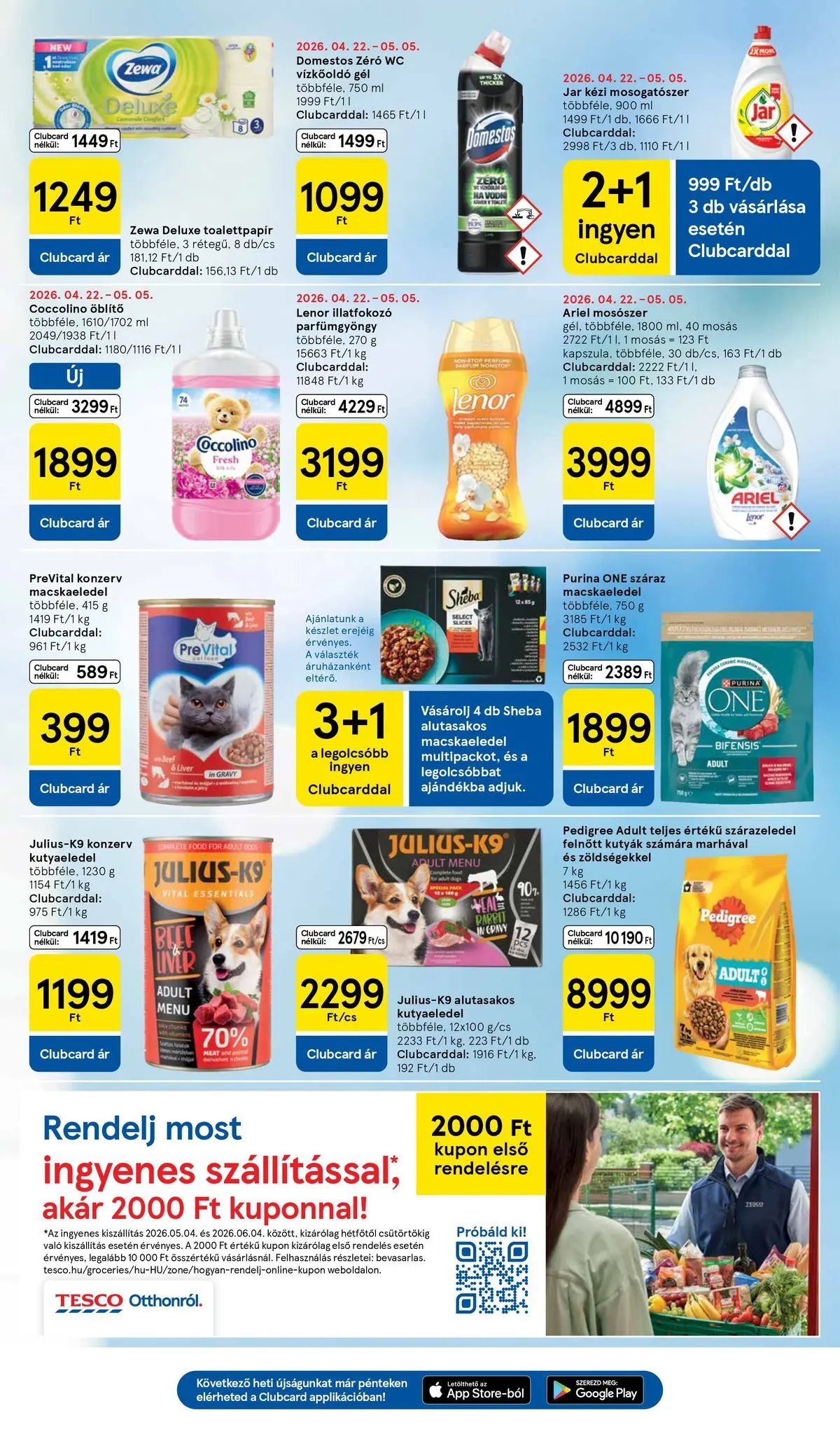 Tesco akciós újság - 2026.04.29.-tól - online | Oldal: 7 | Termékek: Ariel, Macskaeledel, Purina one, WC