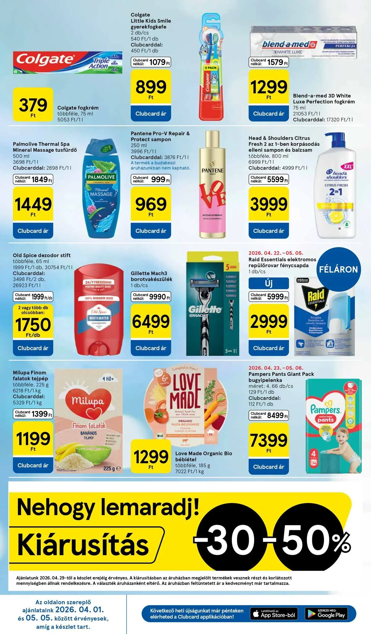 Tesco akciós újság - 2026.04.29.-tól - online | Oldal: 8 | Termékek: Pampers, Sampon, Tusfürdő, Dezodor