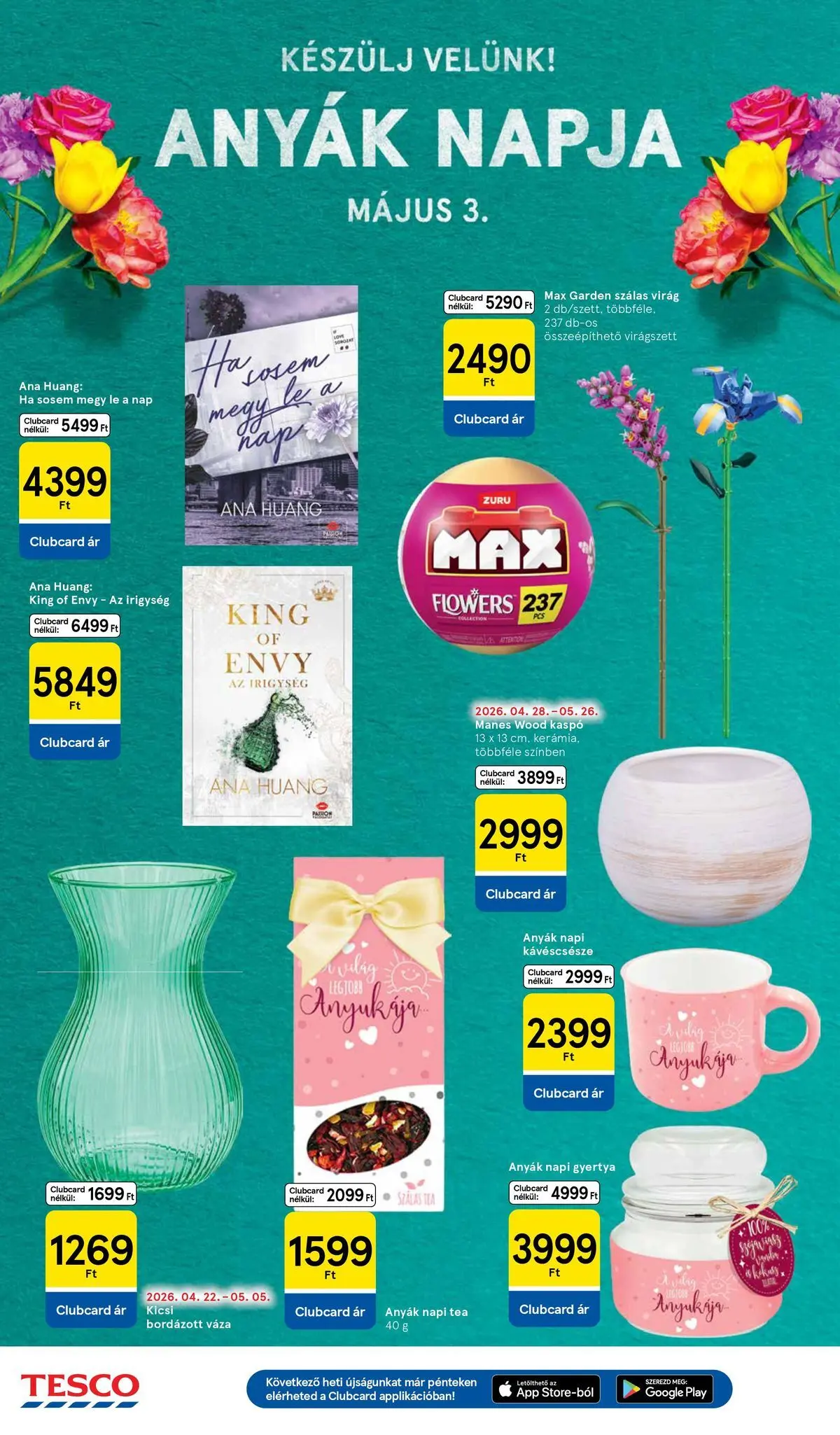 Tesco akciós újság - 2026.04.29.-tól - online | Oldal: 30 | Termékek: Virag, Váza, Gyertya, Tea