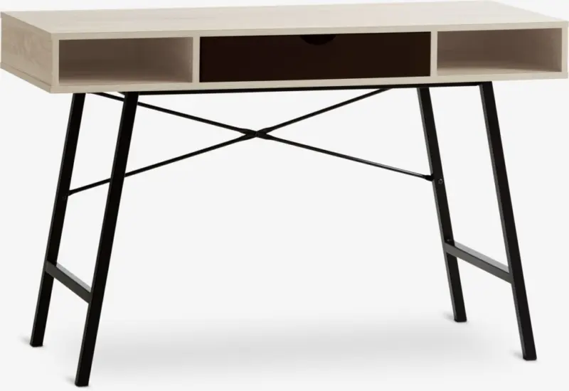 JYSK Бюро ABBETVED 48x120 цвят светъл дъб/черно