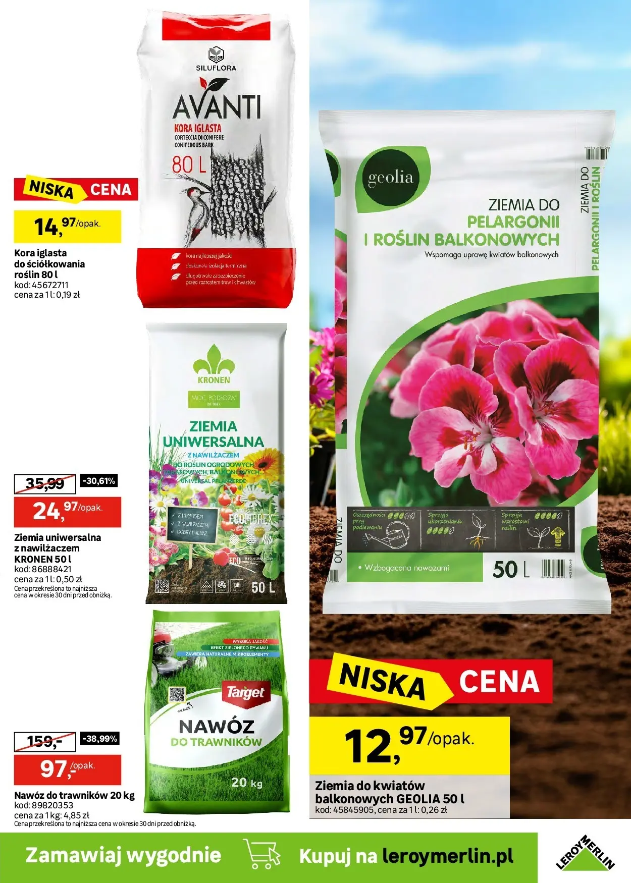 Leroy Merlin - Majówka do 19.05 z Leroy Merlin! od (30.04.2026 - 19.05.2026) | Strona: 7 | Produkty: Ziemia do kwiatów, Ziemia uniwersalna, Ziemia