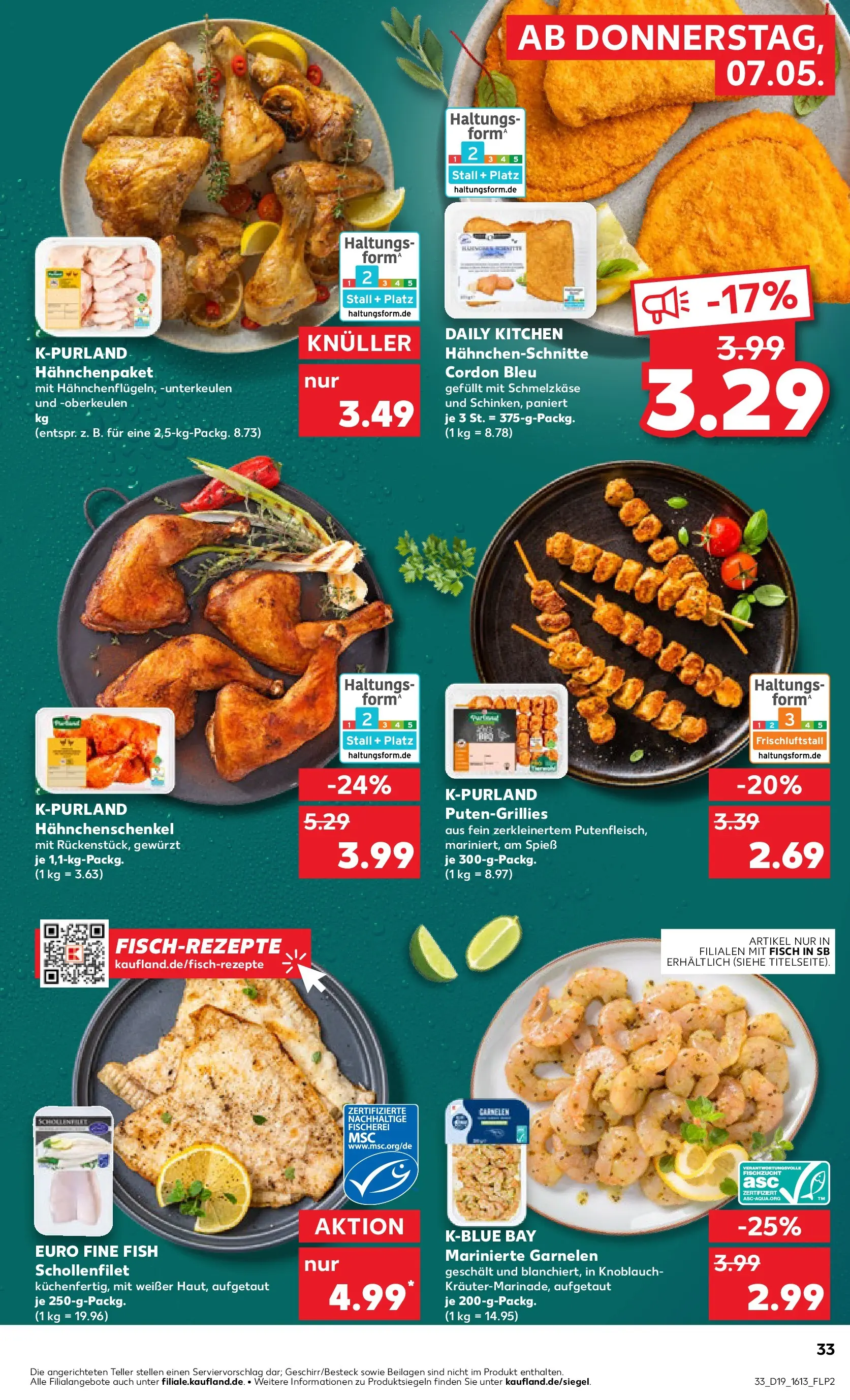 Prospekt Kaufland ab 04.05.2026 » Angebote Online zum Blättern | Seite: 38 | Produkte: Hahnchenschenkel, Garnelen, Fisch, Knoblauch