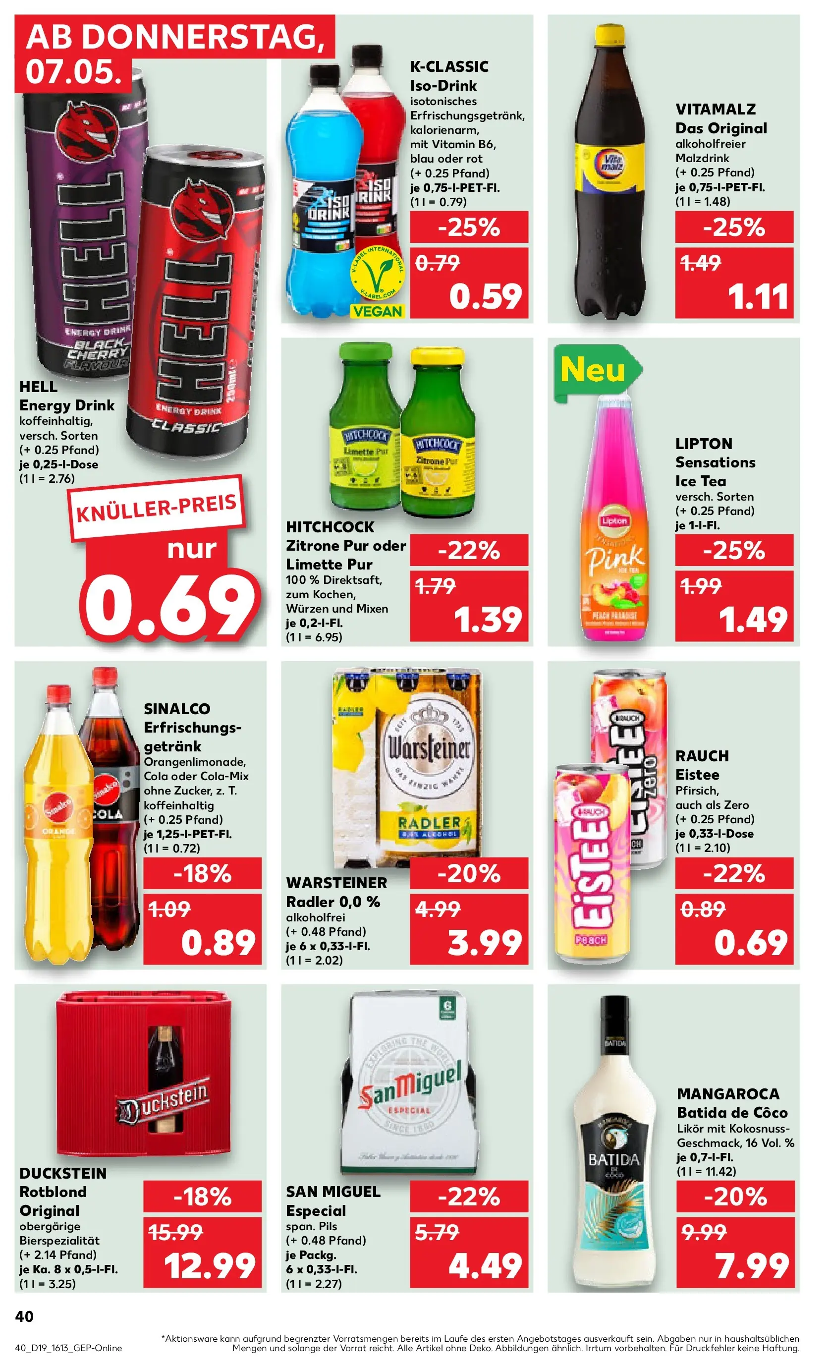 Prospekt Kaufland ab 04.05.2026 » Angebote Online zum Blättern | Seite: 45 | Produkte: Sinalco, Energy, Batida de coco, Warsteiner