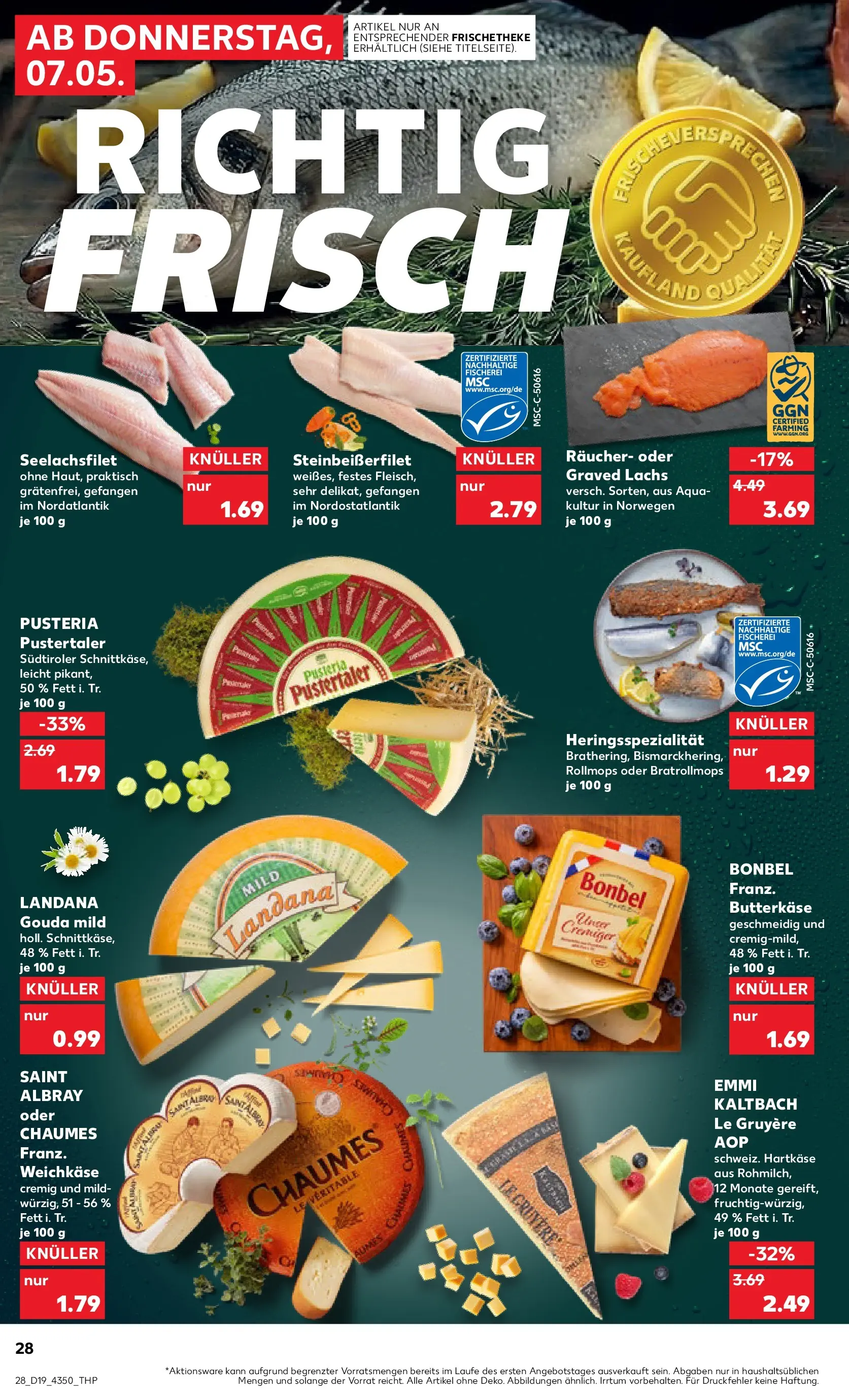 Prospekt Kaufland ab 07.05.2026 » Angebote Online zum Blättern | Seite: 28 | Produkte: Butter, Gouda, Lachs