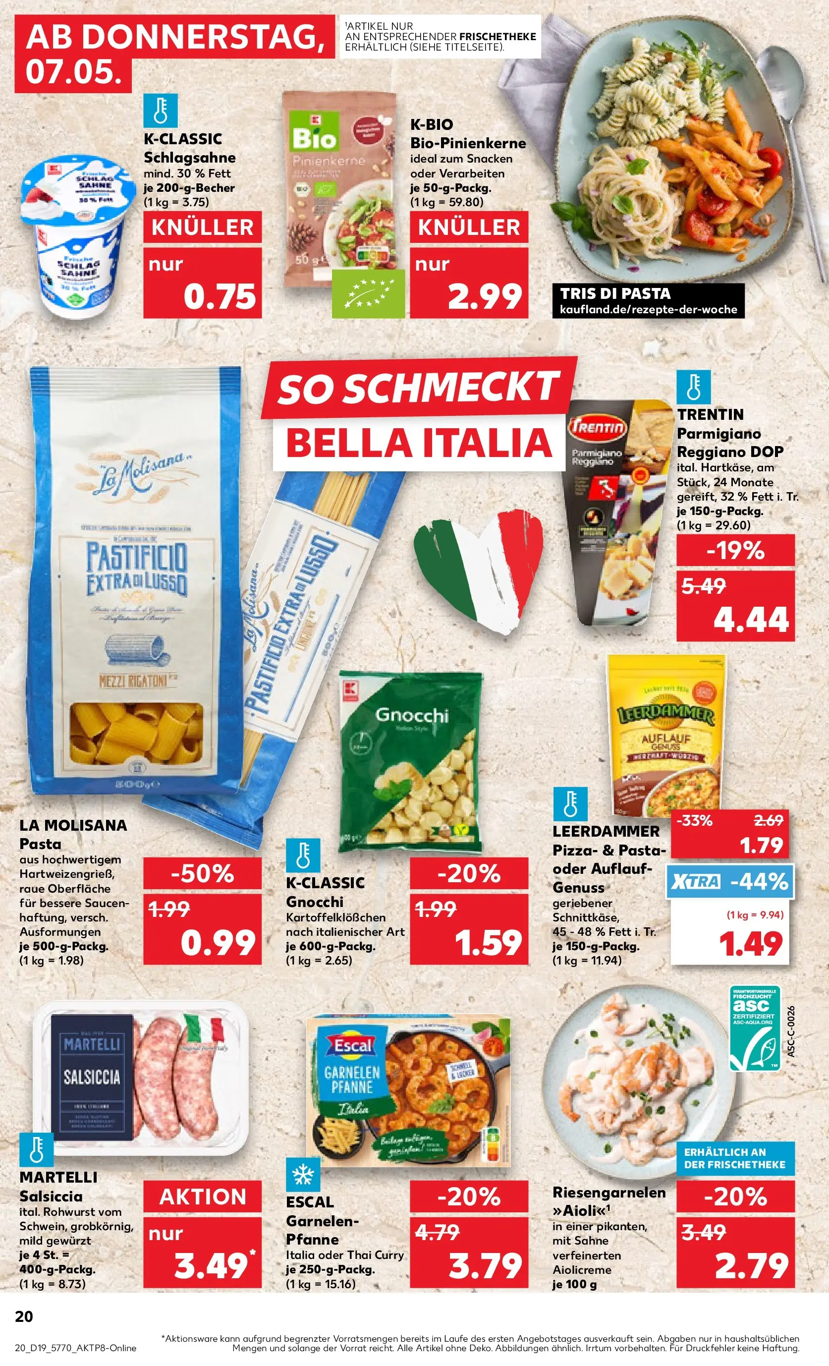 Prospekt Kaufland ab 04.05.2026 » Angebote Online zum Blättern | Seite: 25 | Produkte: Garnelen, Pasta, Pizza, Sahne