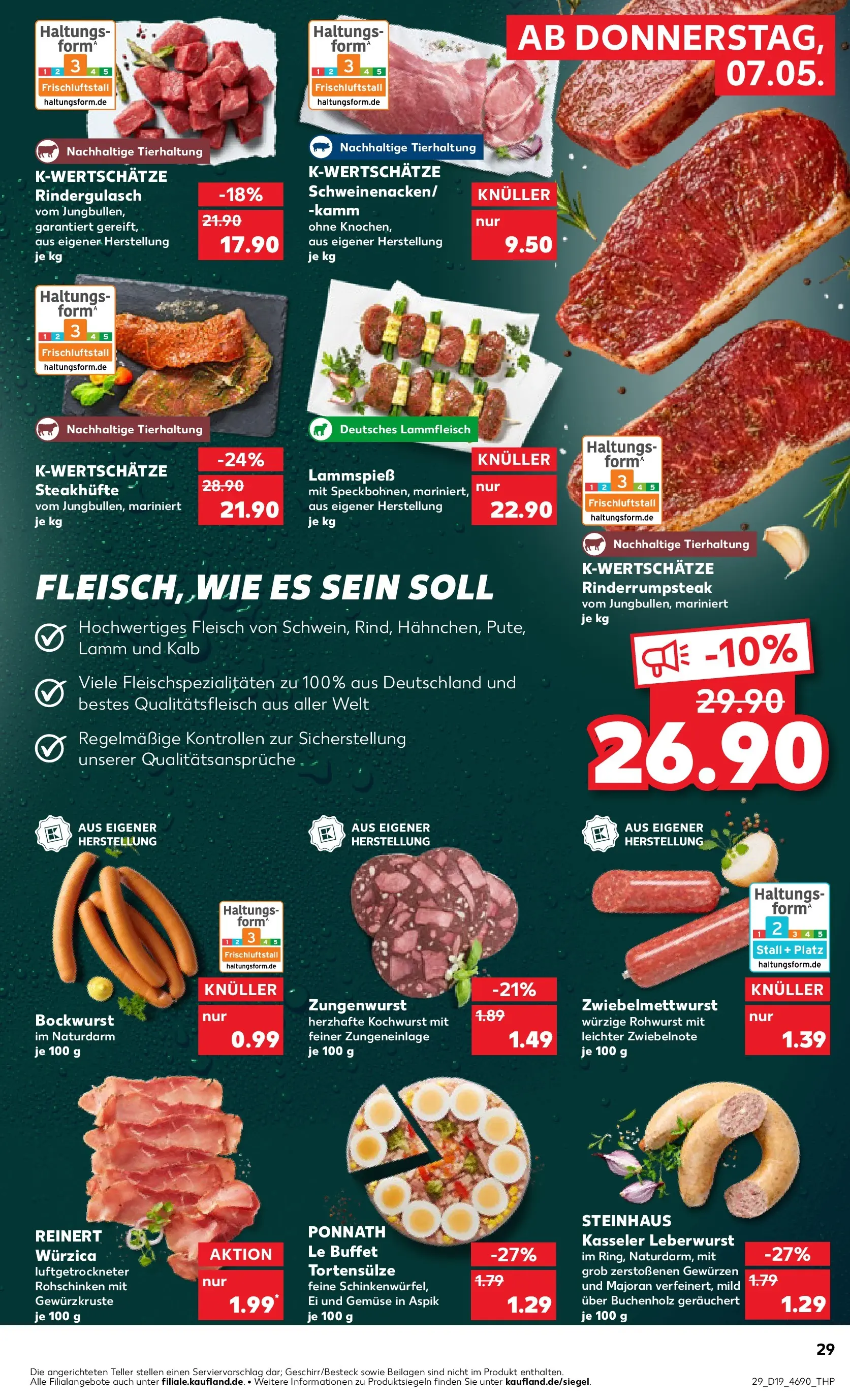 Prospekt Kaufland ab 07.05.2026 » Angebote Online zum Blättern | Seite: 29 | Produkte: Bockwurst, Rindergulasch, Gemüse, Fleisch