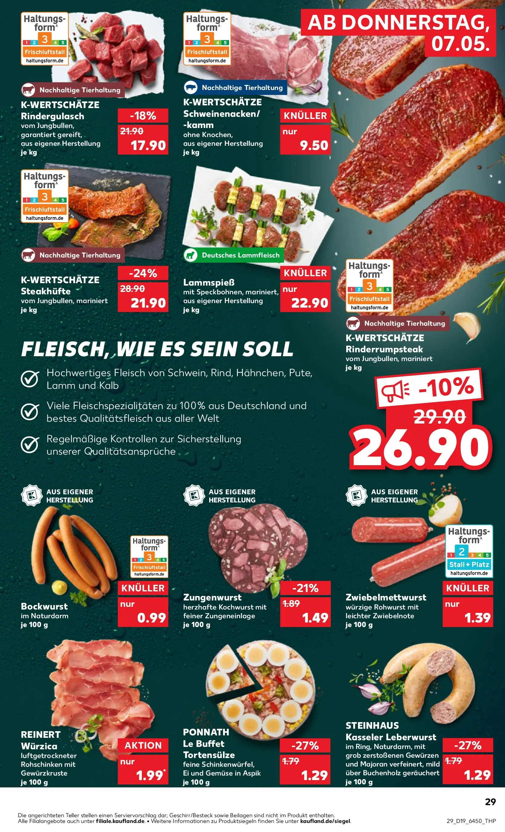 Prospekt Kaufland ab 04.05.2026 » Angebote Online zum Blättern | Seite: 34 | Produkte: Bockwurst, Gemüse, Steak, Fleisch