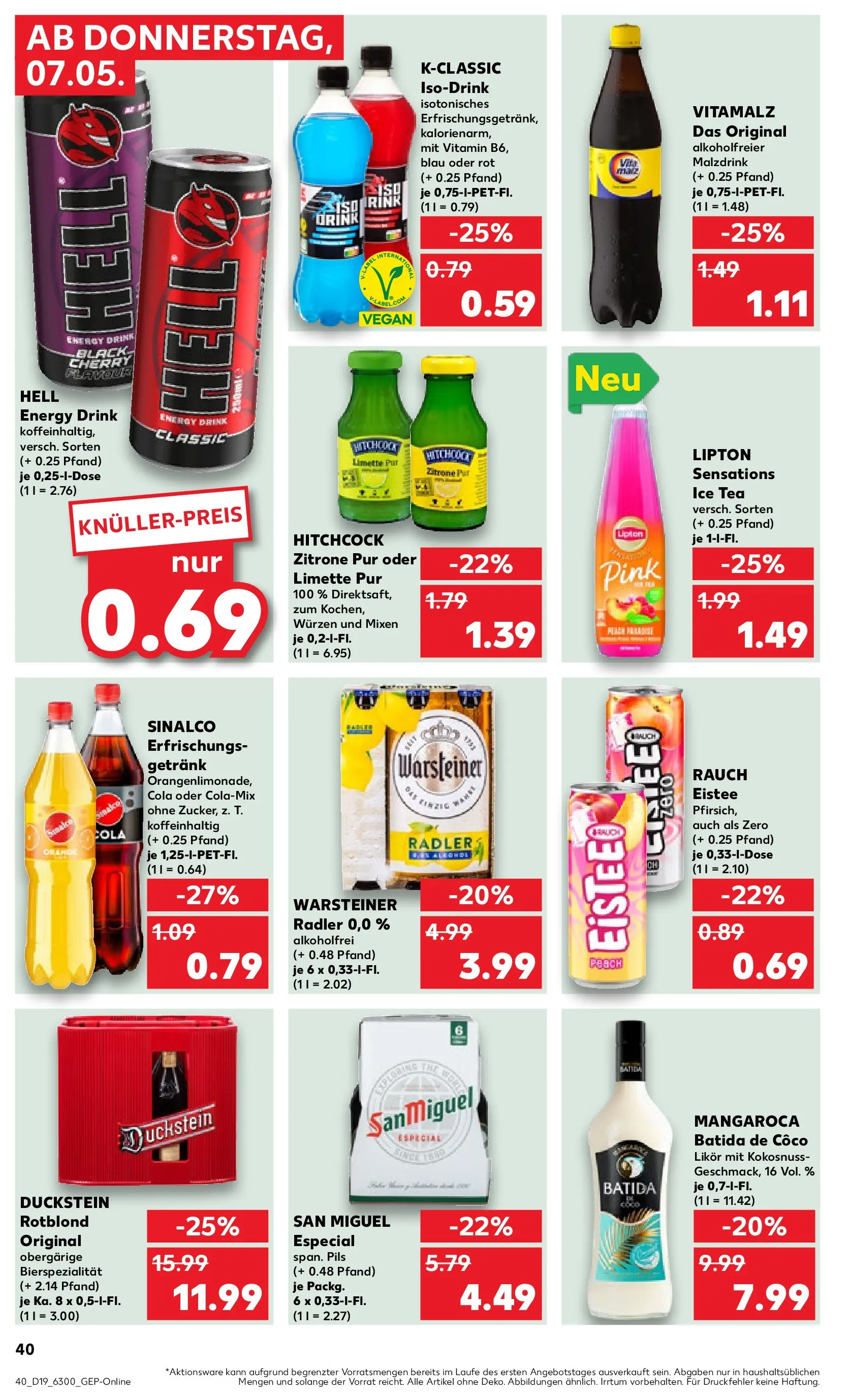 Prospekt Kaufland ab 04.05.2026 » Angebote Online zum Blättern | Seite: 45 | Produkte: Sinalco, Batida de coco, Radler, Zitrone