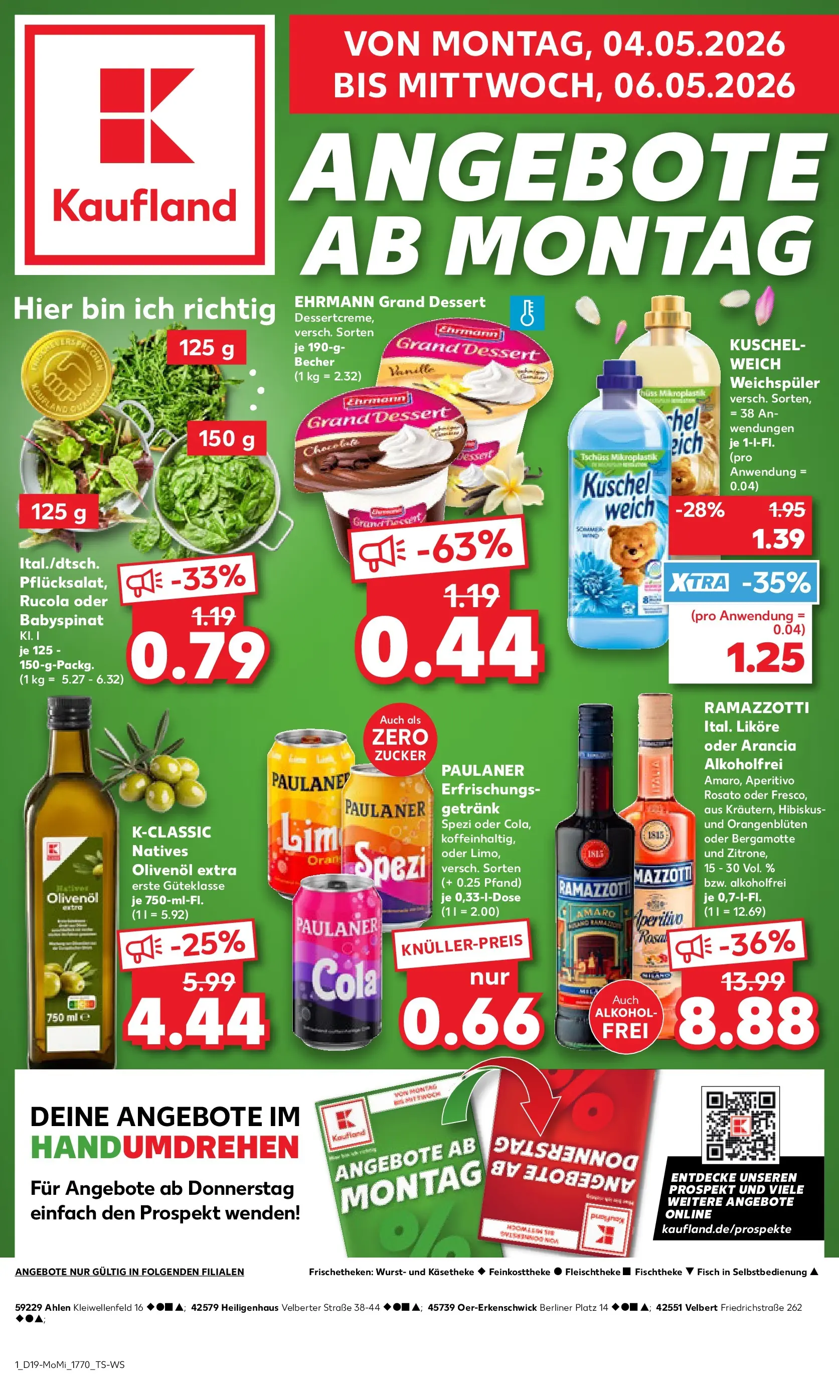 Prospekt Kaufland ab 04.05.2026 » Angebote Online zum Blättern | Seite: 1 | Produkte: Berliner, Paulaner spezi, Olivenol, Ramazzotti