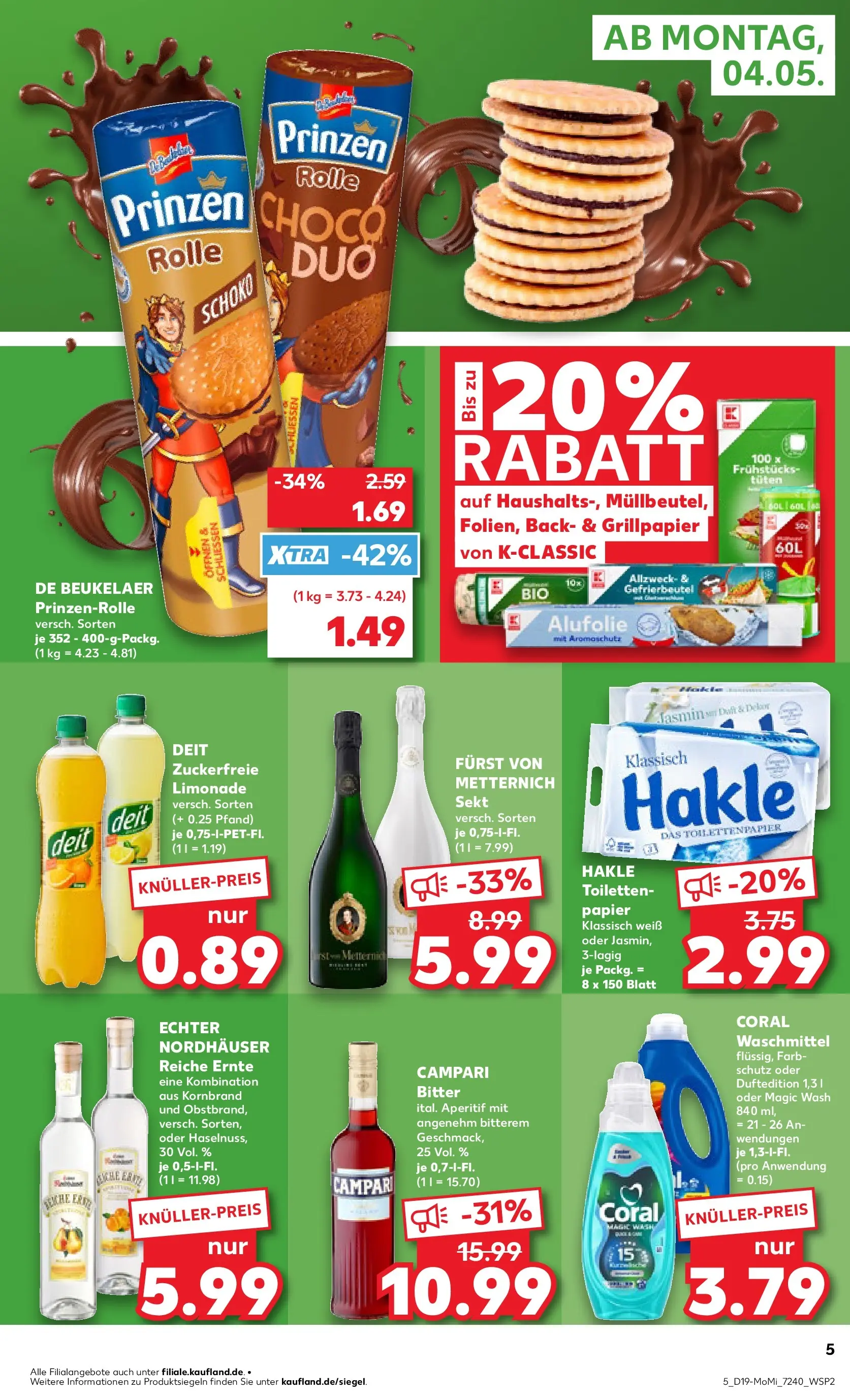Prospekt Kaufland ab 04.05.2026 » Angebote Online zum Blättern | Seite: 5 | Produkte: Coral, Campari, Coral waschmittel, Limonade
