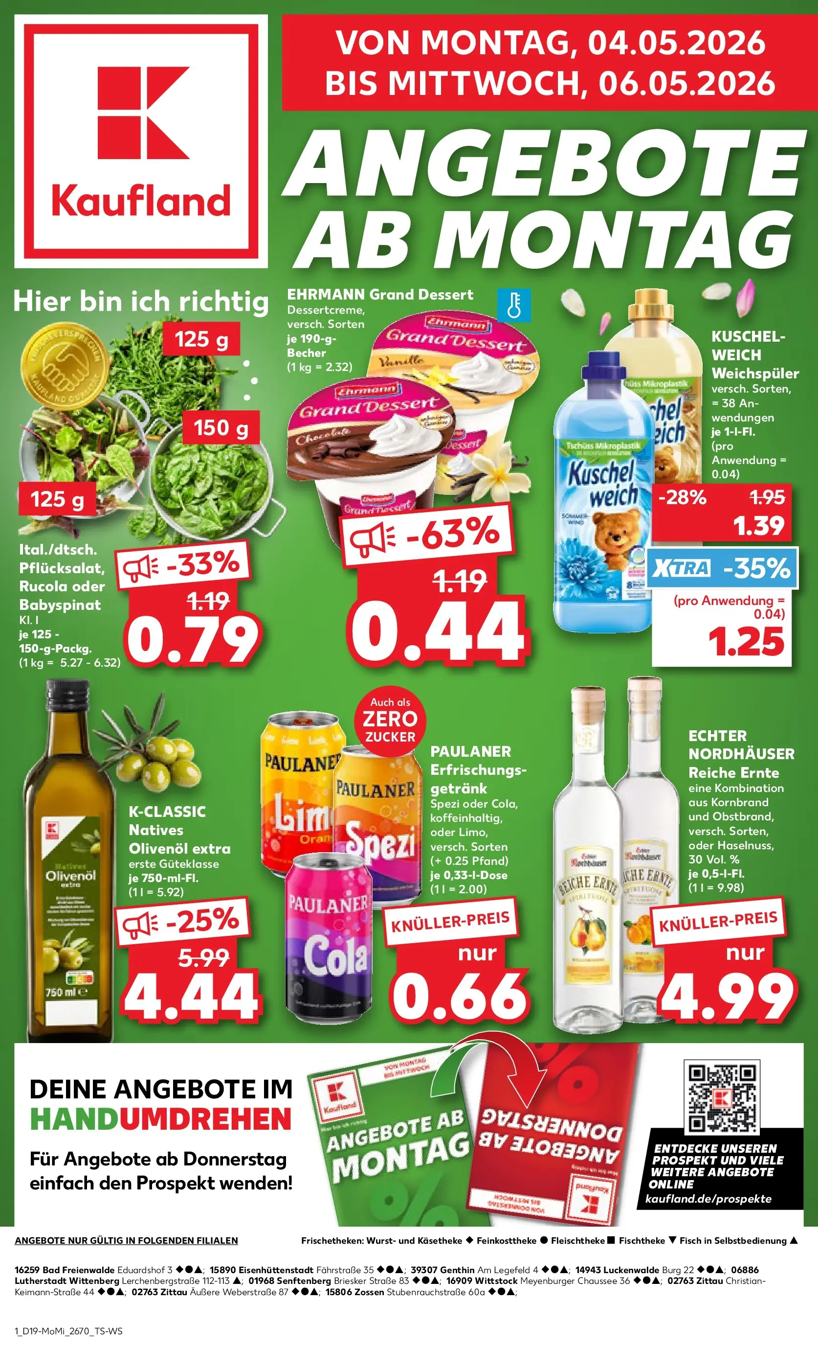 Prospekt Kaufland ab 04.05.2026 » Angebote Online zum Blättern | Seite: 1 | Produkte: Cola, Bad, Rucola, Weichspüler