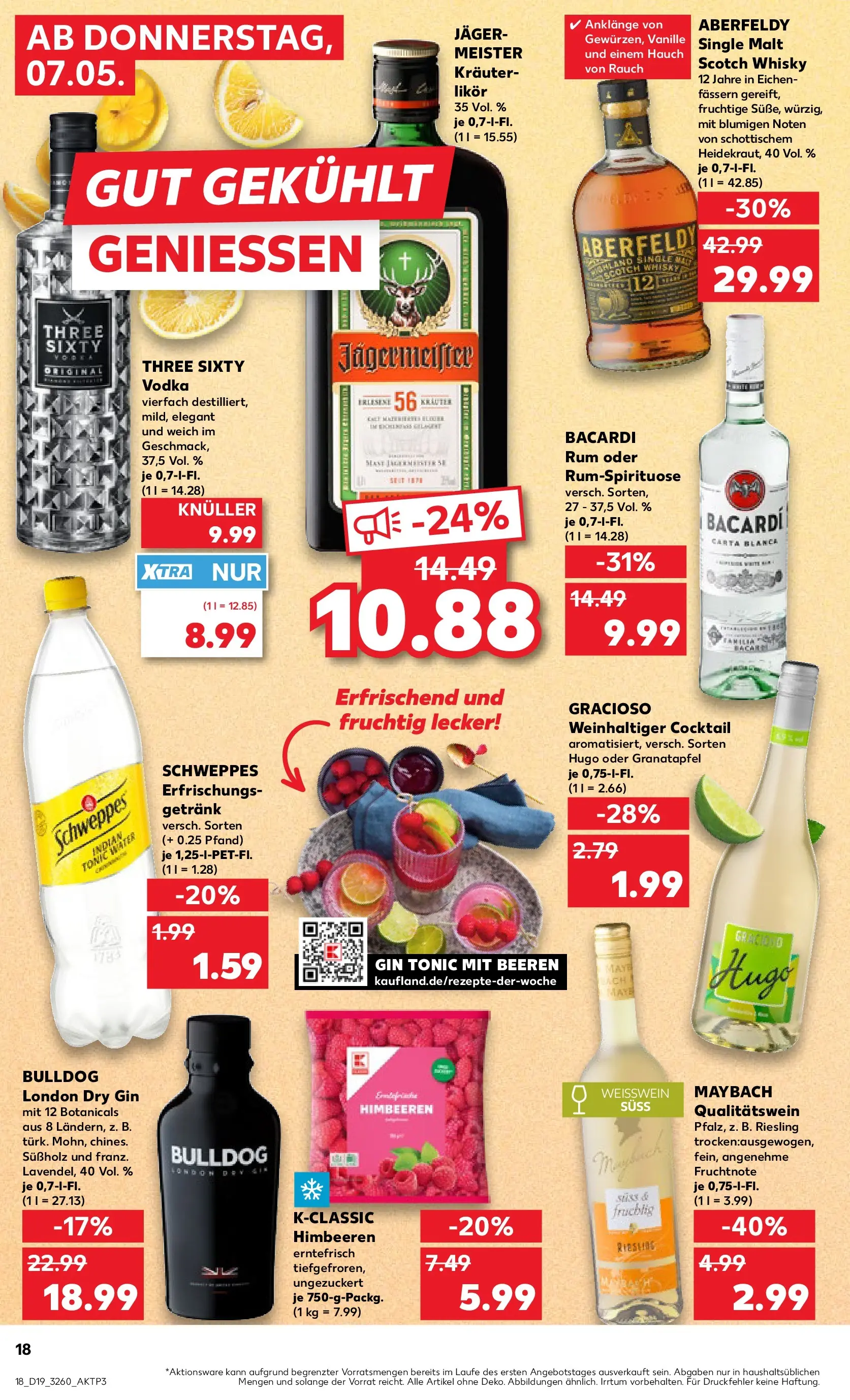 Prospekt Kaufland ab 04.05.2026 » Angebote Online zum Blättern | Seite: 23 | Produkte: Himbeeren, Whisky, Jägermeister, Gin