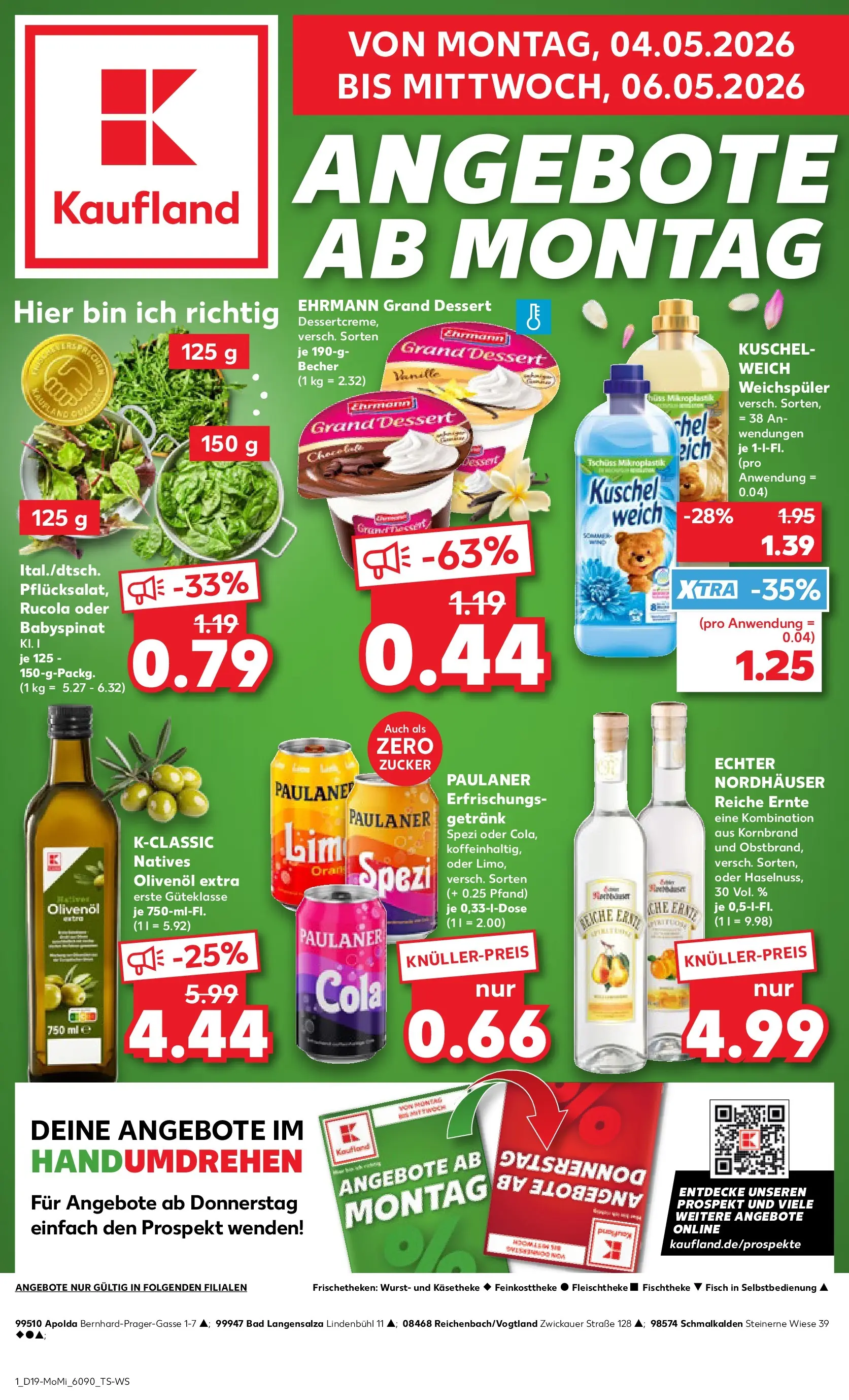 Prospekt Kaufland ab 04.05.2026 » Angebote Online zum Blättern | Seite: 1 | Produkte: Cola, Weichspüler, Wurst, Paulaner