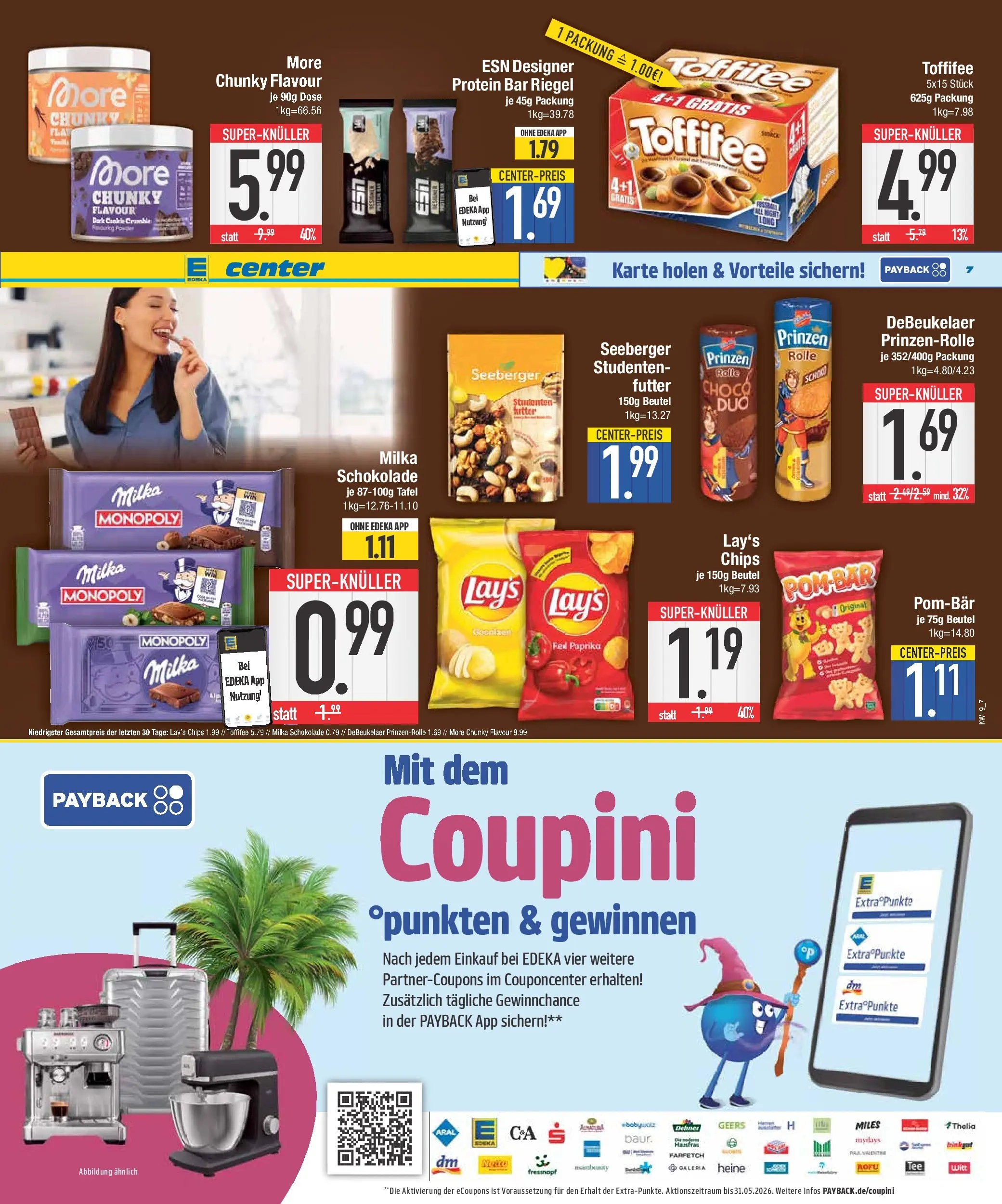 E center Prospekt Krumbach	 (ab 03.05.2026) zum Blättern | Seite: 7 | Produkte: Schokolade, Milka schokolade, Paprika, Chips