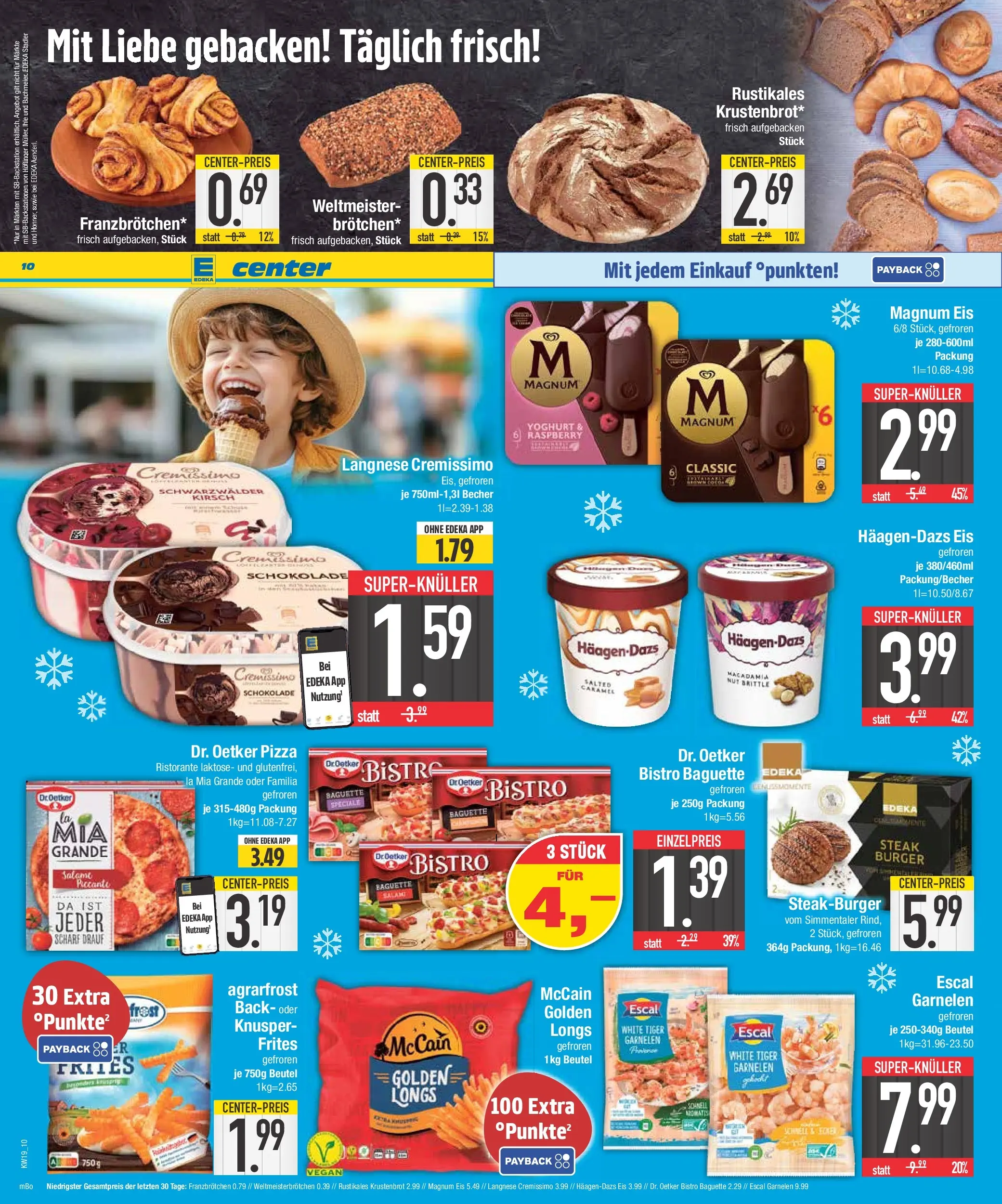 E center Prospekt Krumbach	 (ab 03.05.2026) zum Blättern | Seite: 10 | Produkte: Cremissimo, Schokolade, Baguette, Salami