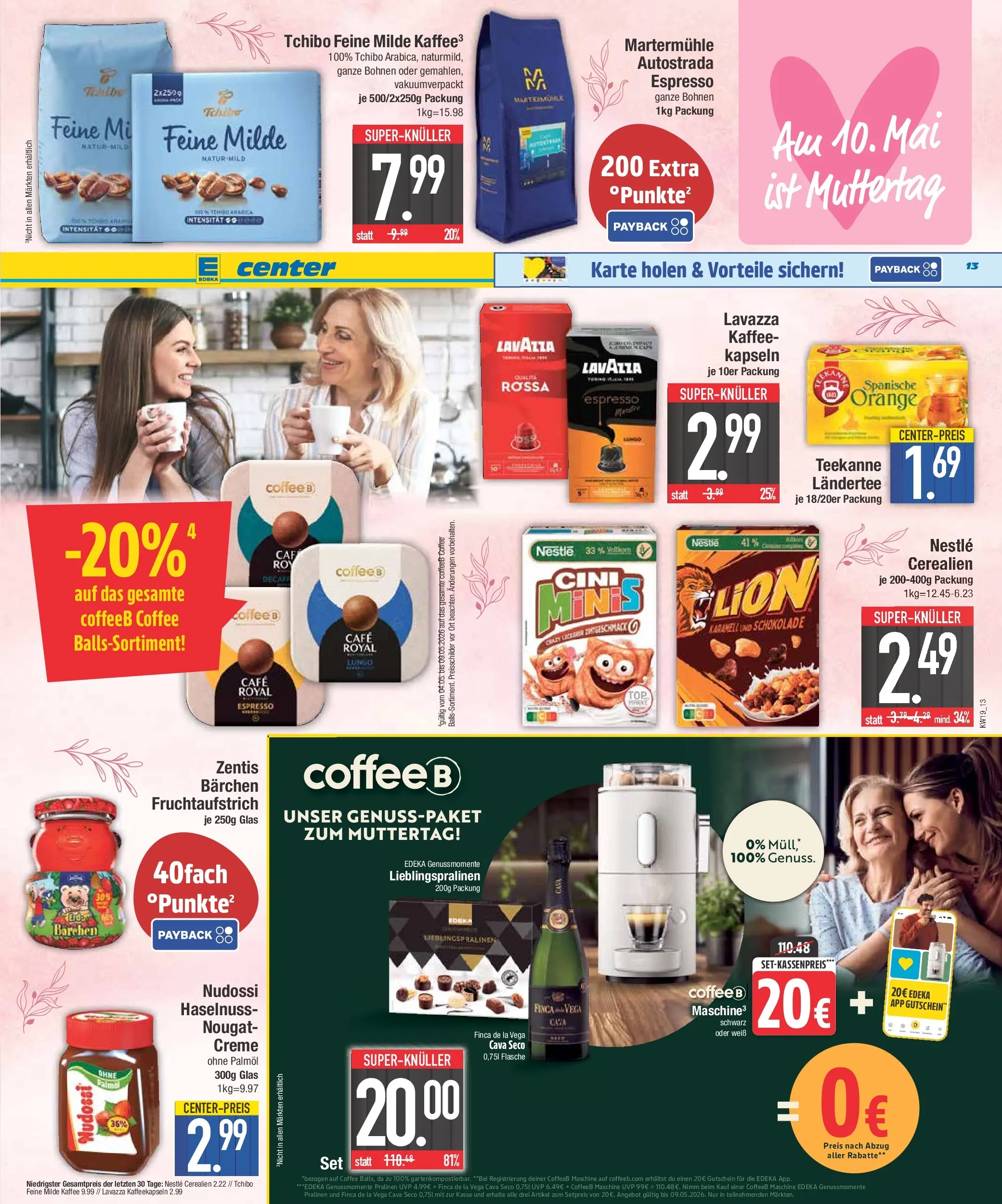 E center Prospekt Krumbach	 (ab 03.05.2026) zum Blättern | Seite: 13 | Produkte: Lavazza, Schokolade, Creme, Teekanne