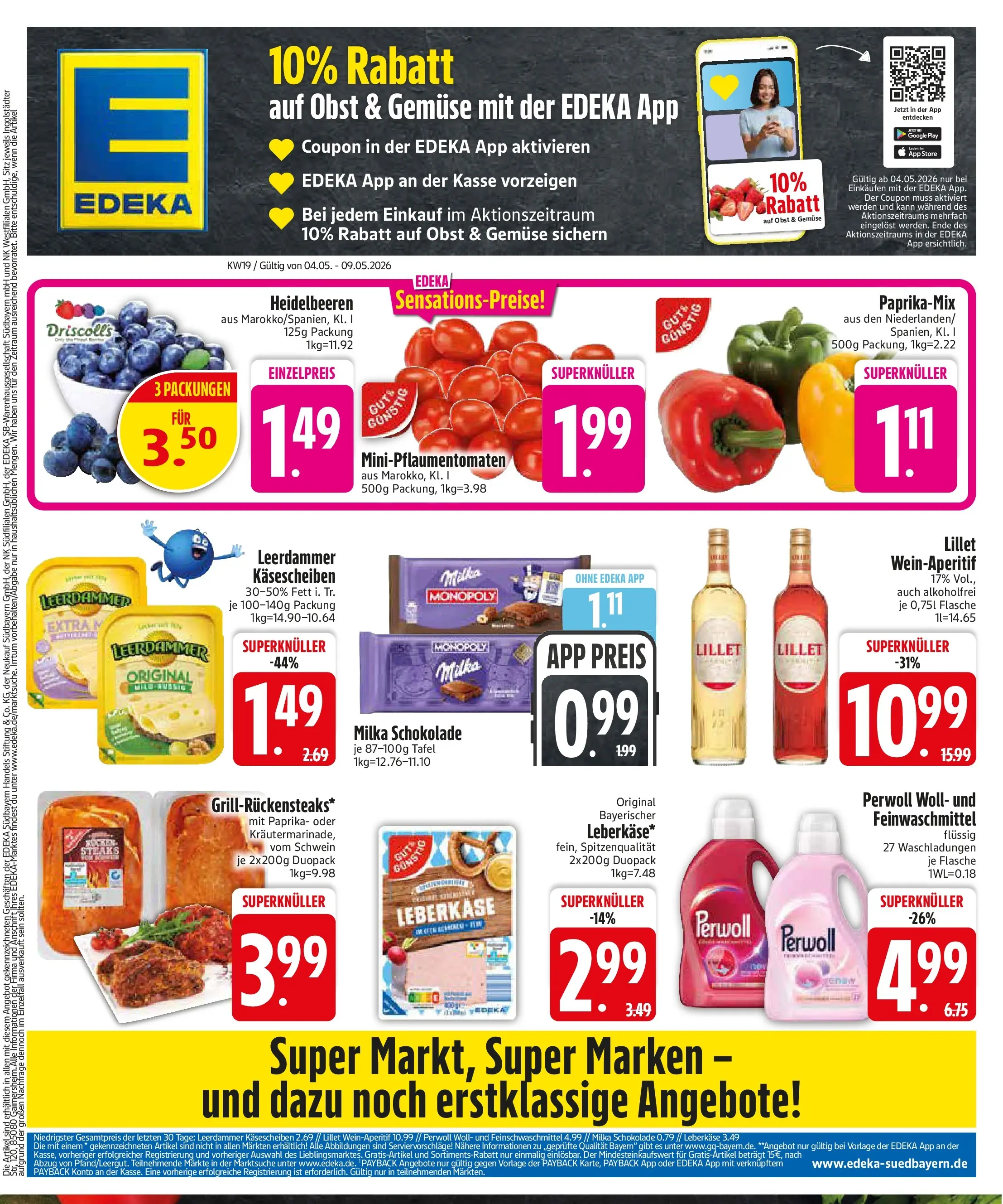 Edeka prospekt Bodenkirchen	 (ab 04.05.2026) » Angebote Online | Seite: 3 | Produkte: Perwoll, Milka, Leerdammer, Obst