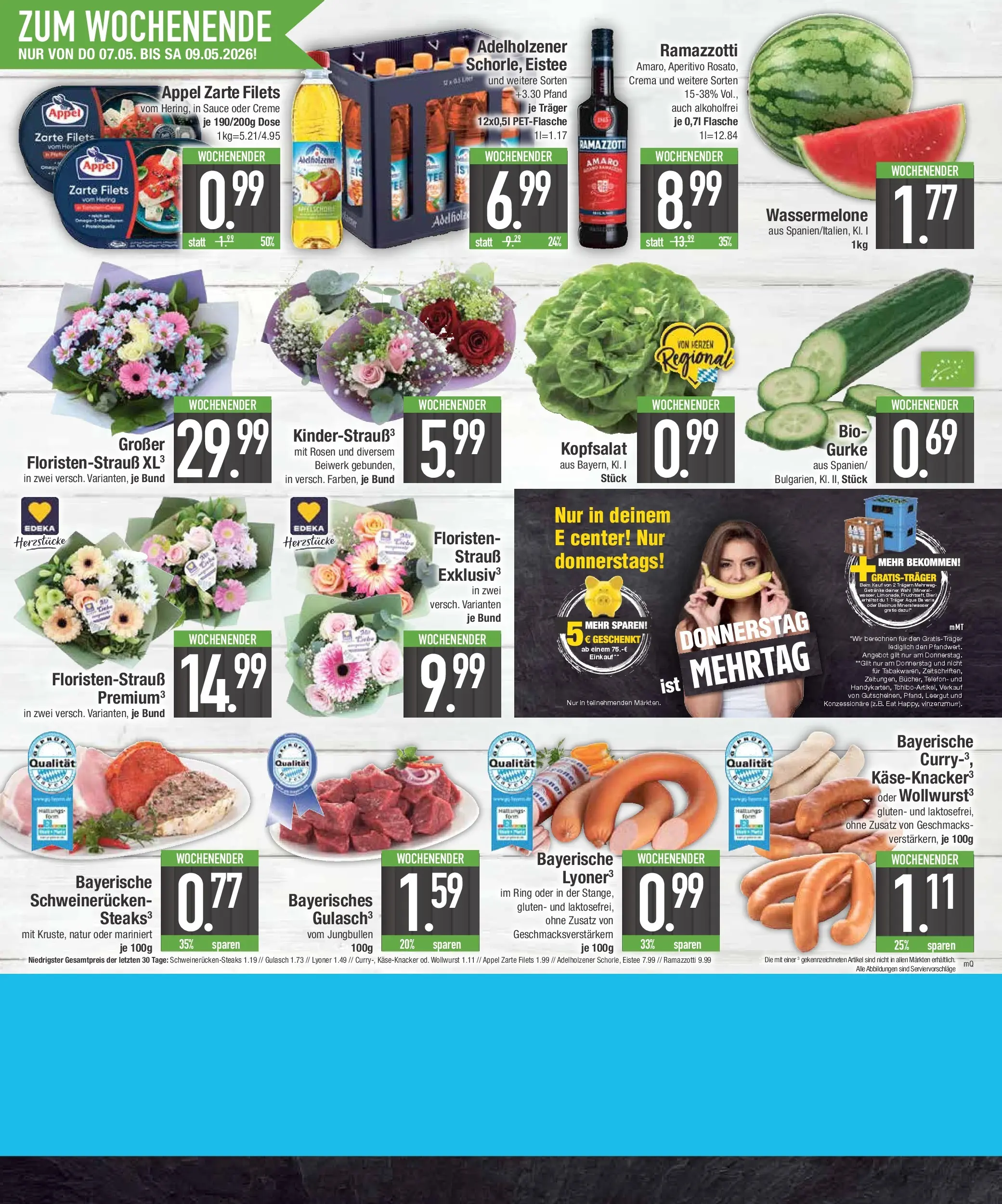 E center Prospekt Krumbach	 (ab 03.05.2026) zum Blättern | Seite: 28 | Produkte: Mineralwasser, Gulasch, Wassermelone, Schweinerucken