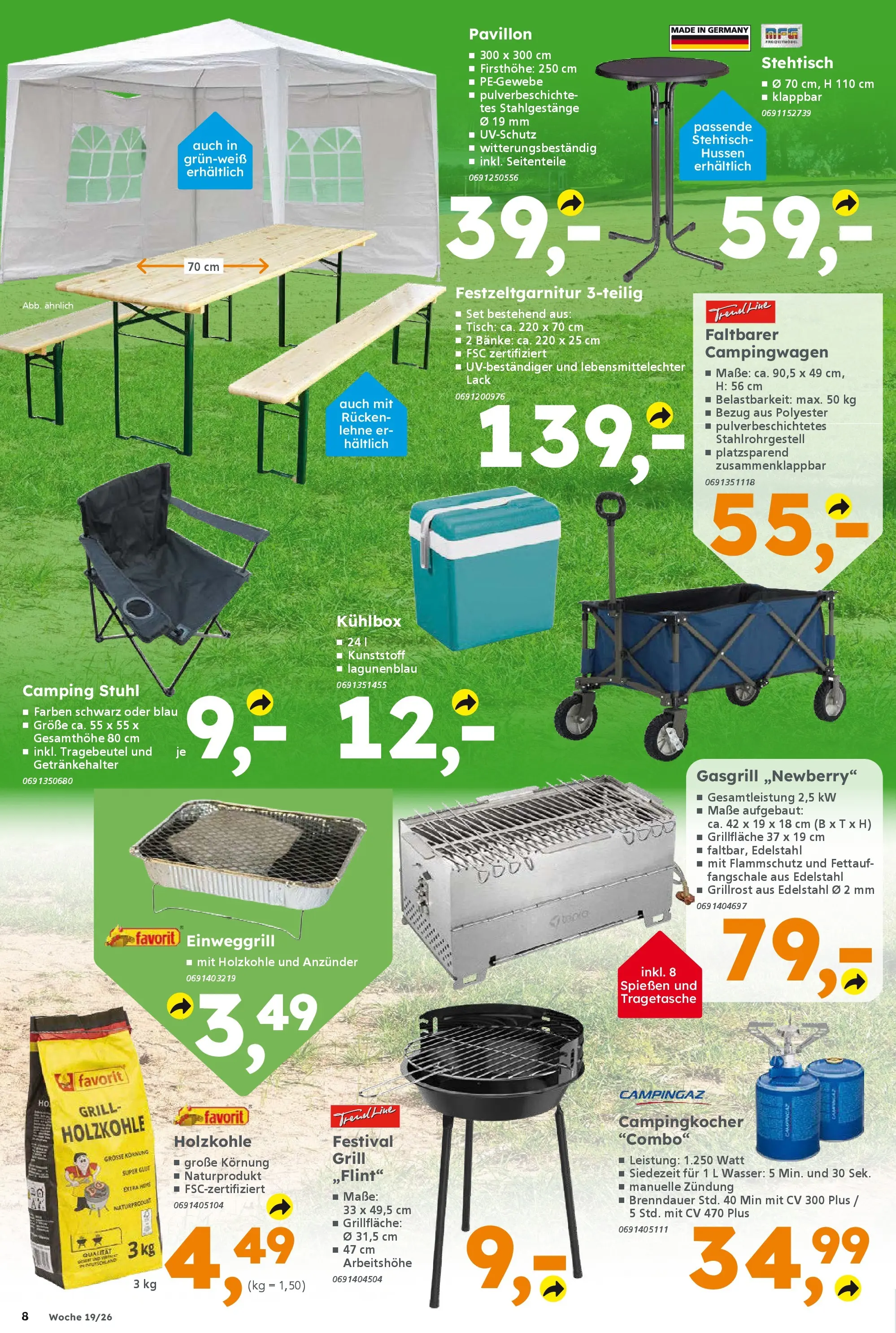 Globus Baumarkt Prospekt Forchheim	 (ab 03.05.2026) zum Blättern | Seite: 8 | Produkte: Grill, Tisch, Stuhl, Wasser